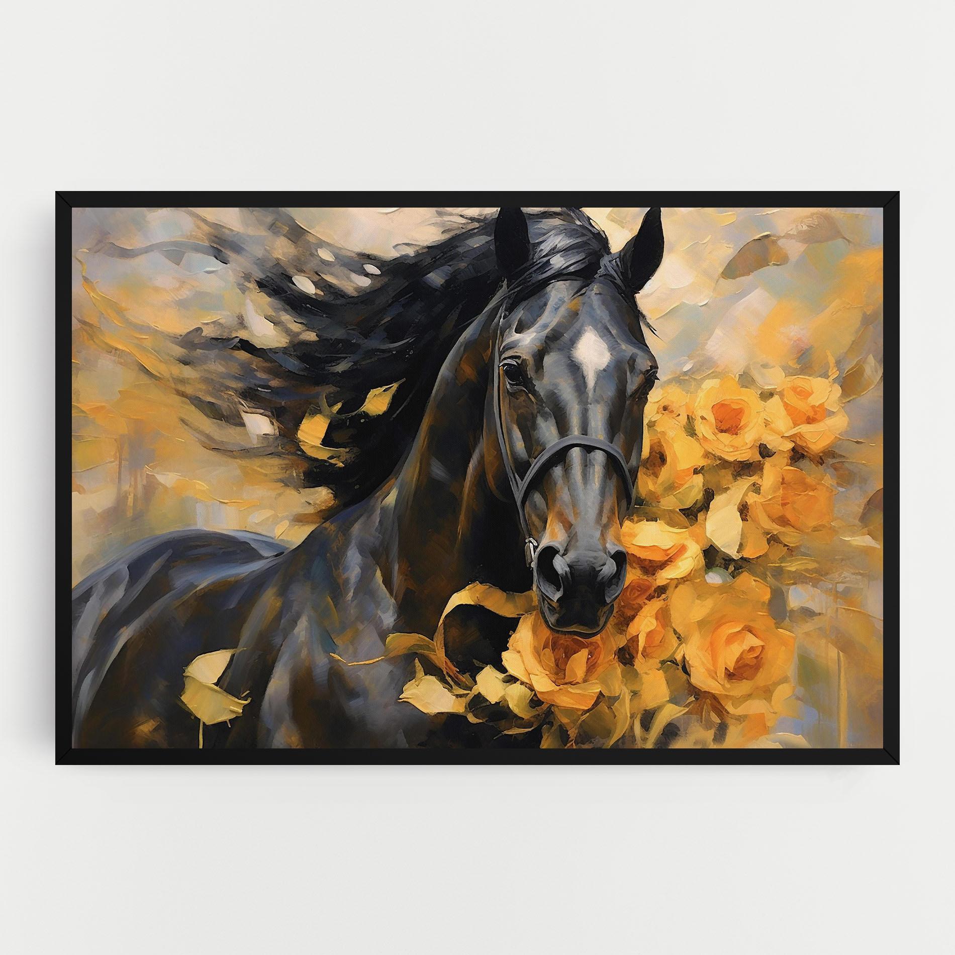 Vászonkép Yellow Roses Horse mockup 0