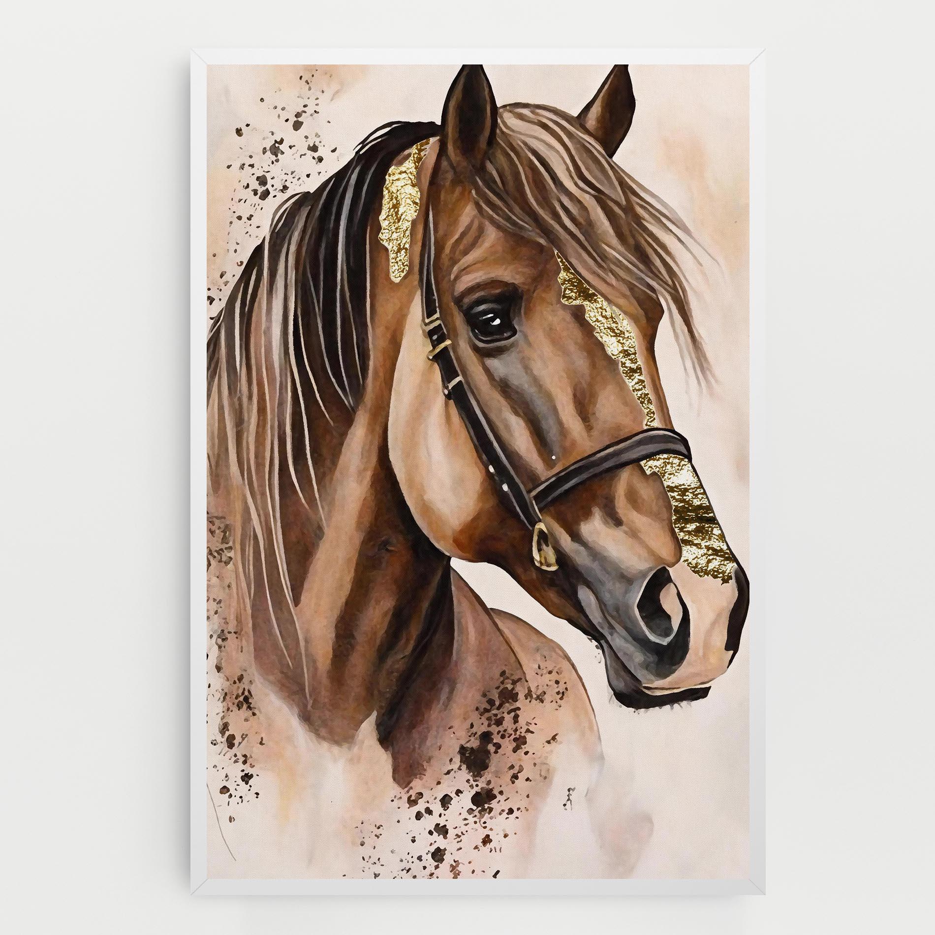Vászonkép Gold Horse Painting mockup 0