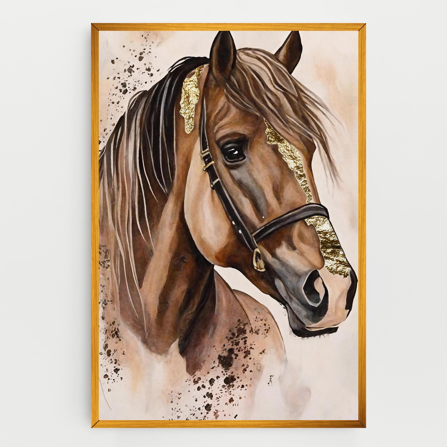 Vászonkép Gold Horse Painting mockup 0