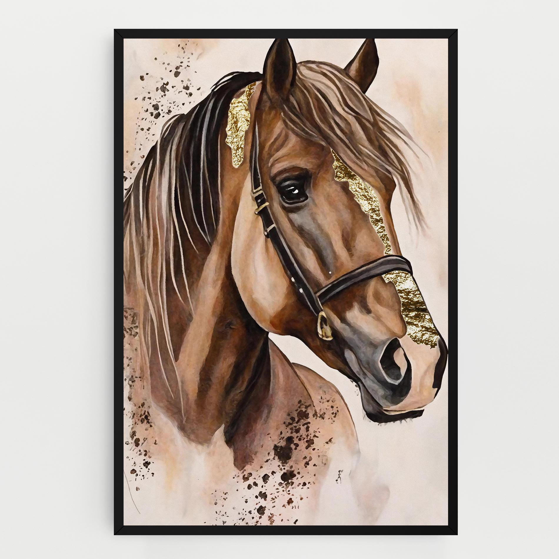 Vászonkép Gold Horse Painting mockup 0