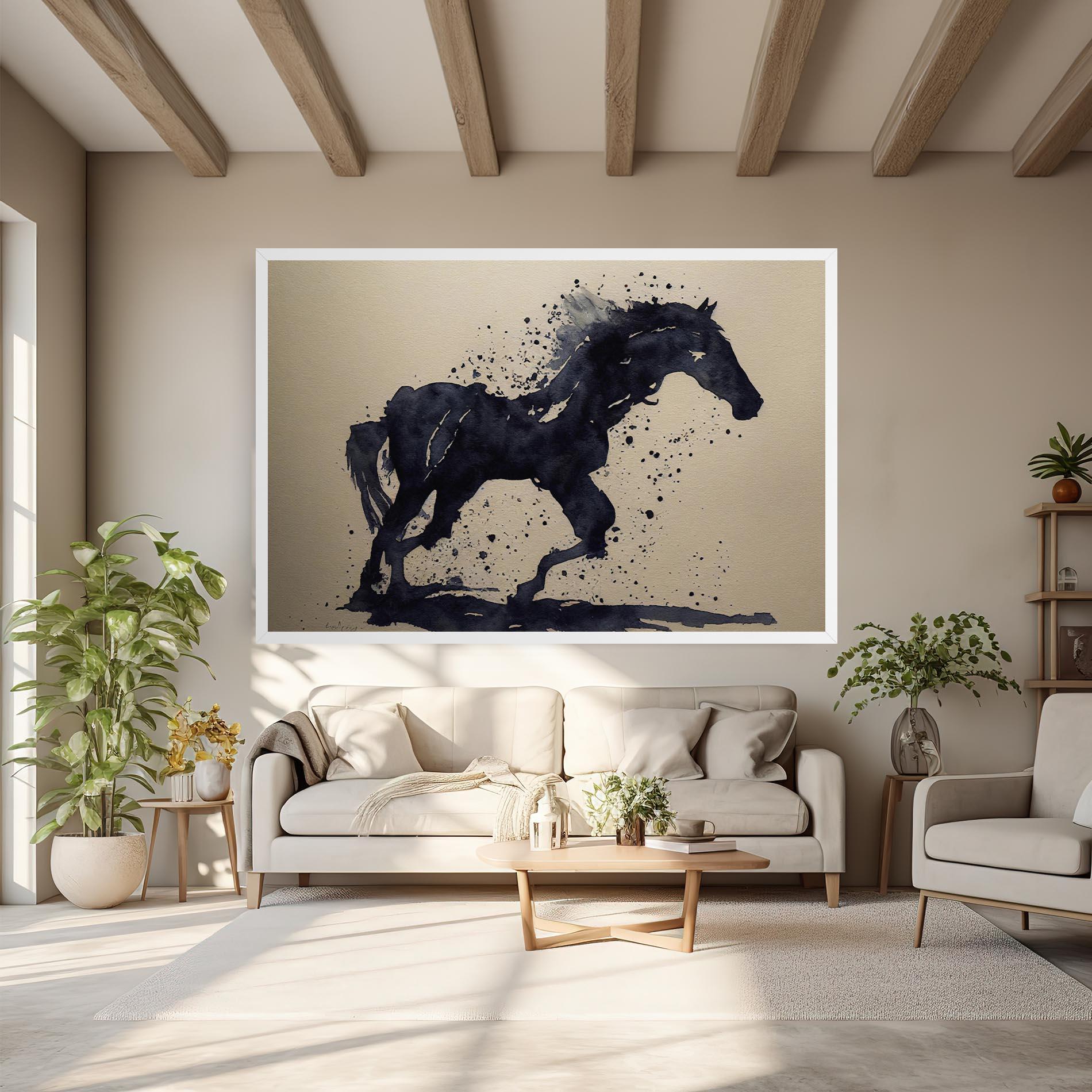 Vászonkép Watercolor Black Horse mockup 6