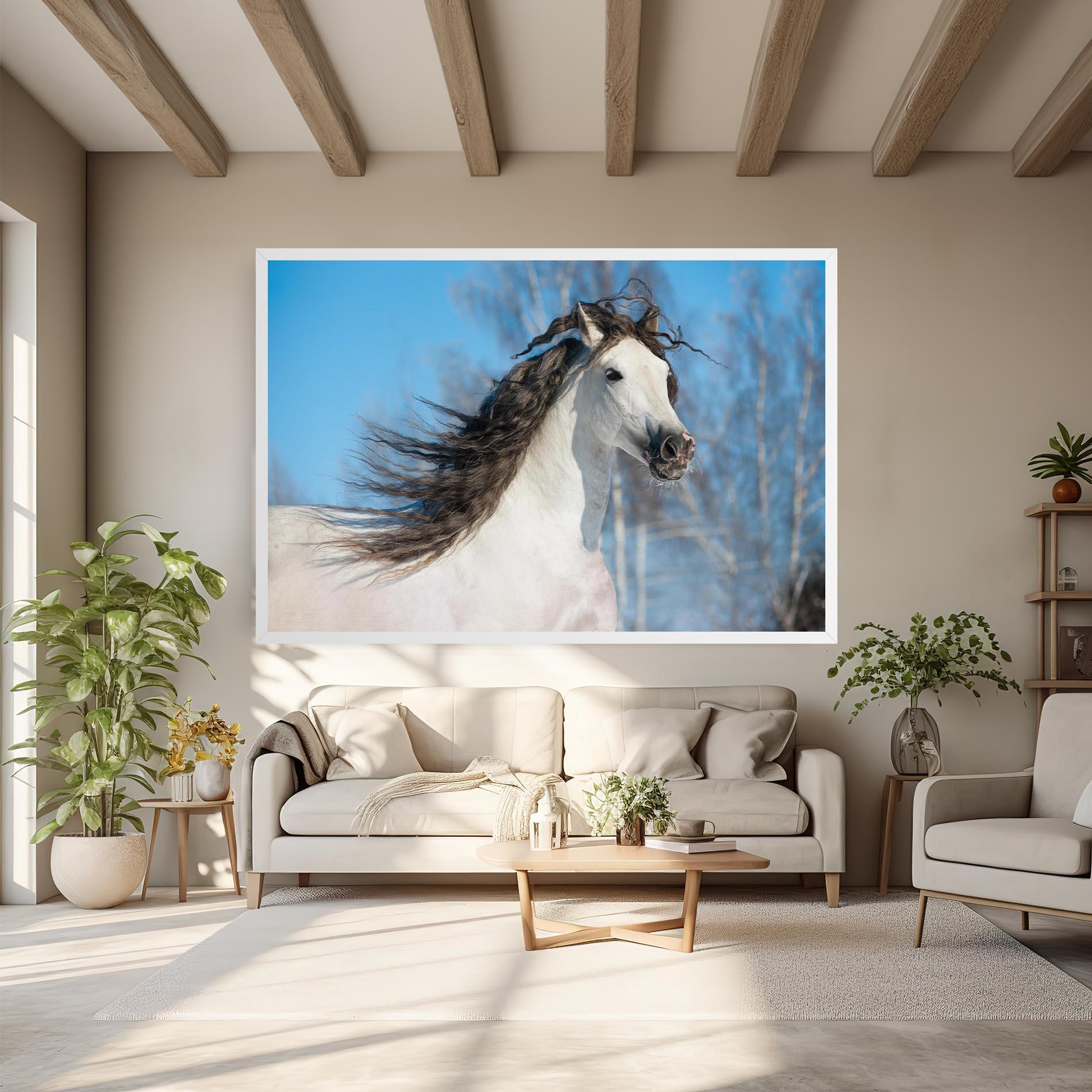 Vászonkép Wild Black Hair Horse mockup 6