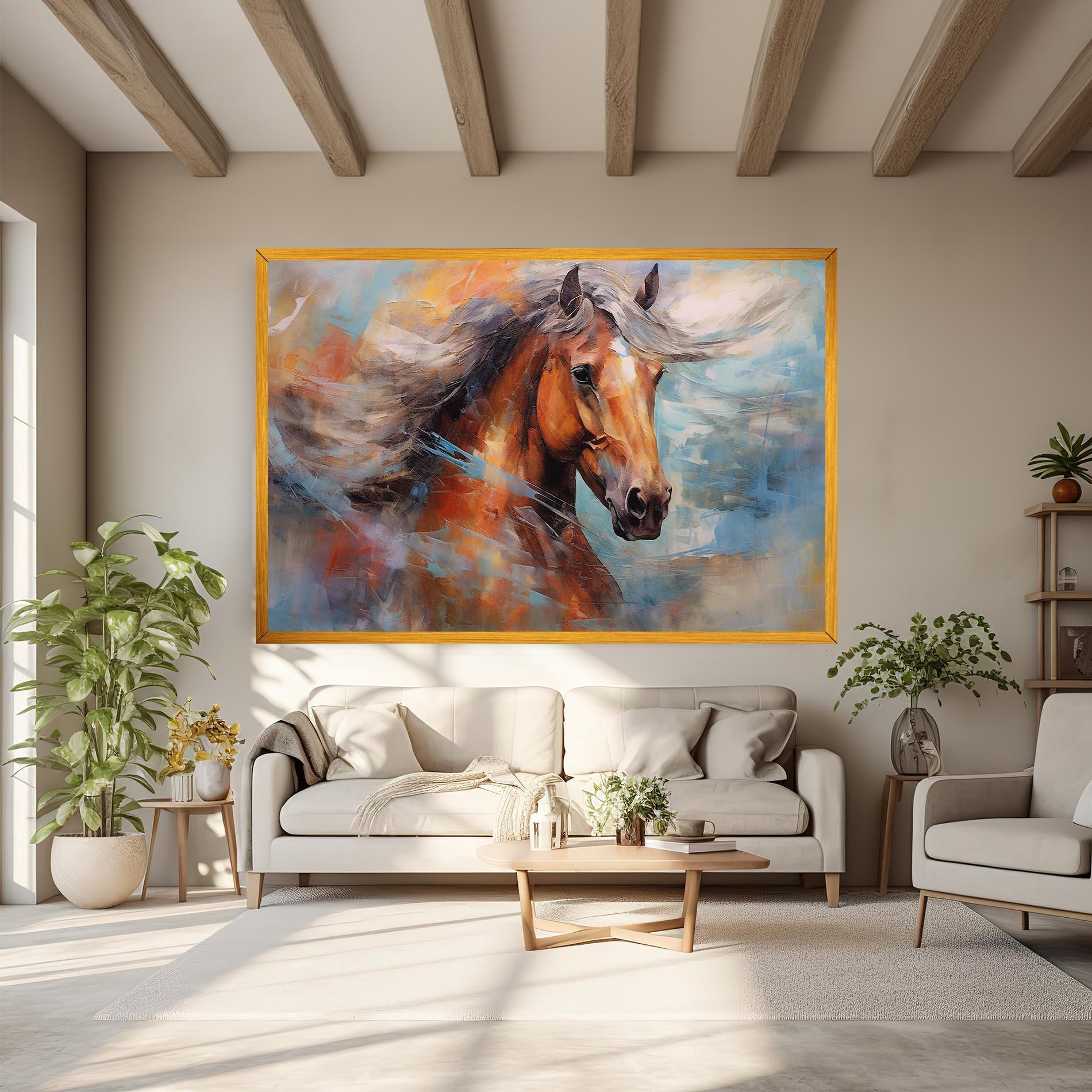 Vászonkép Beautiful Brown Horse mockup 6