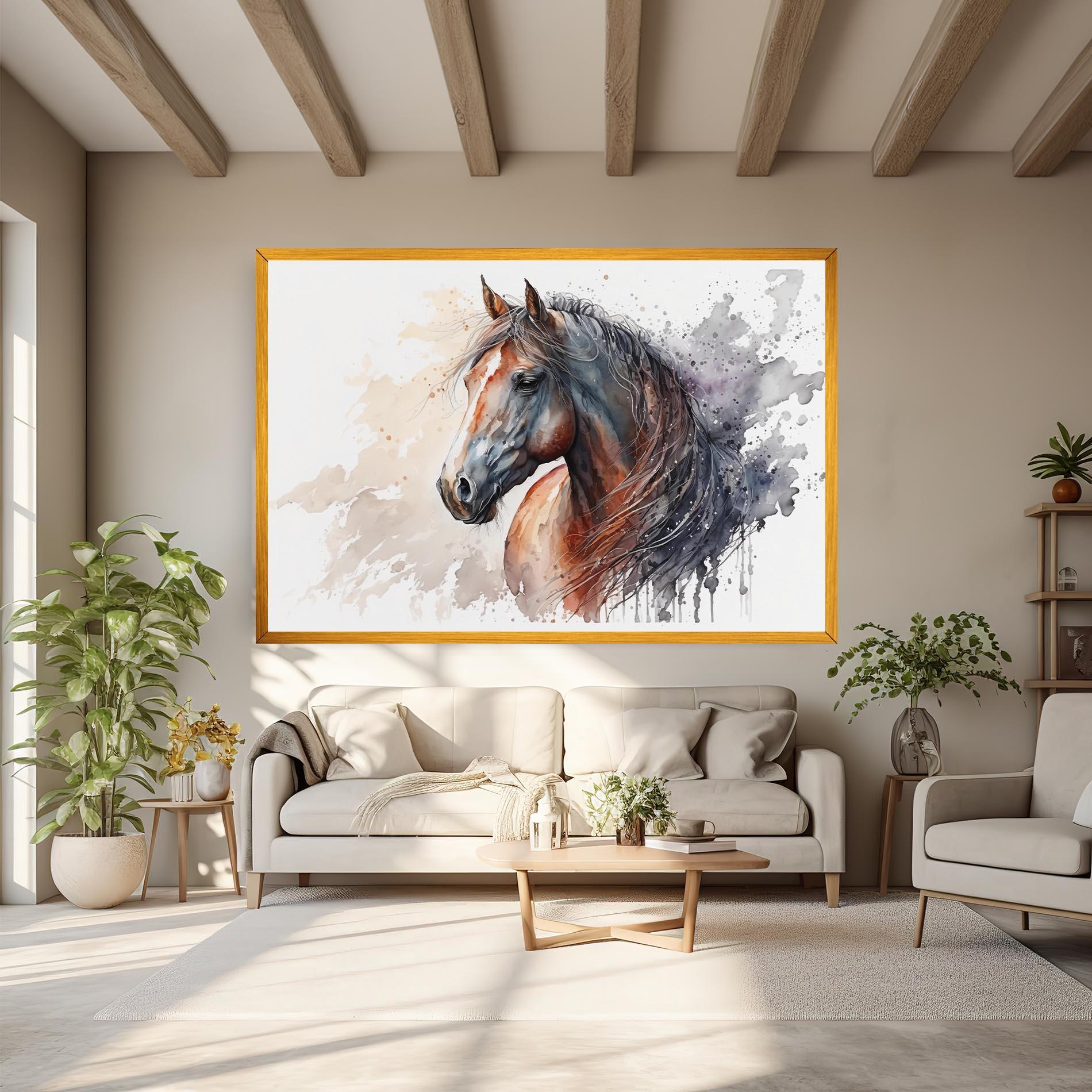 Vászonkép Black Brown Horse Painting mockup 6