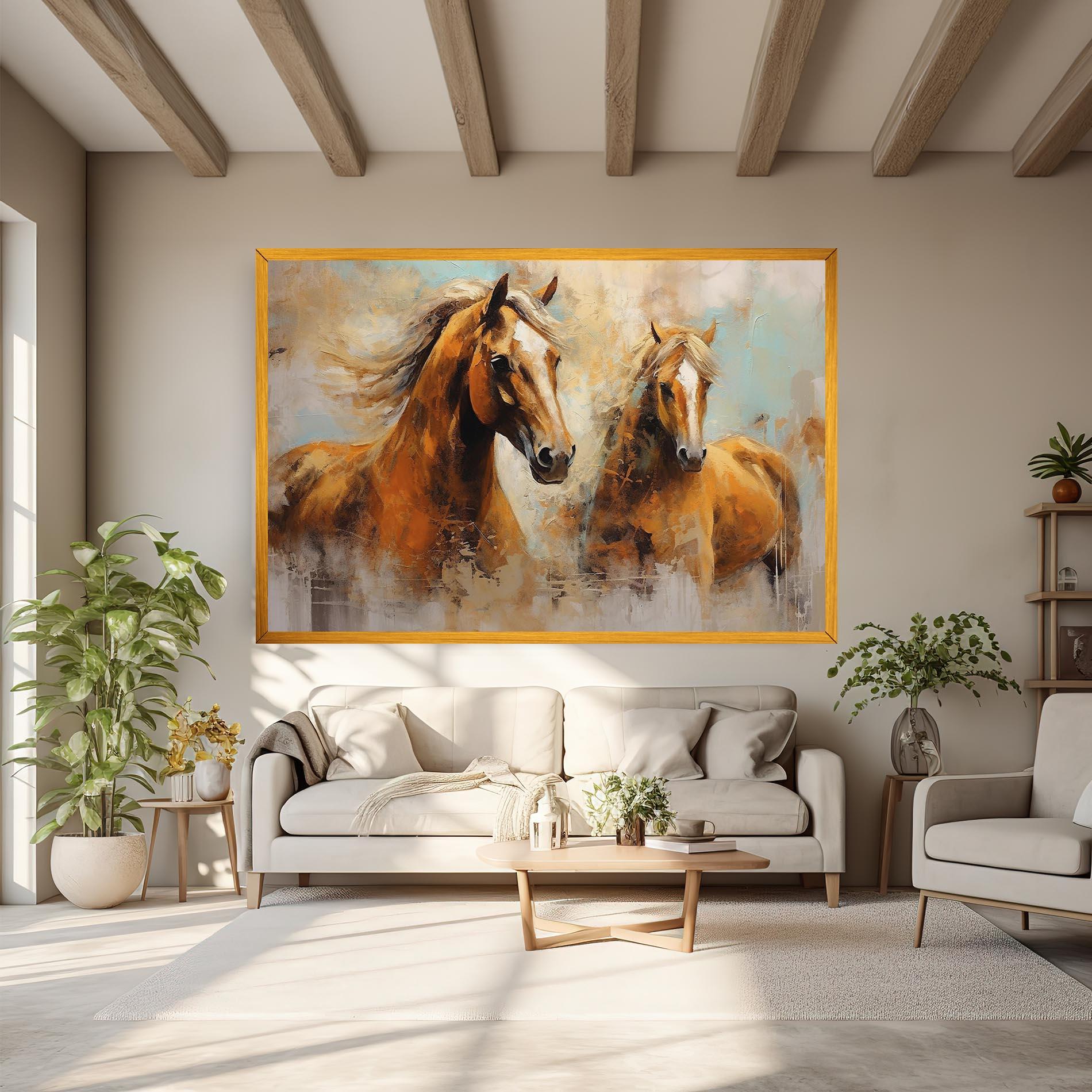 Vászonkép Brown Horses Staying mockup 6