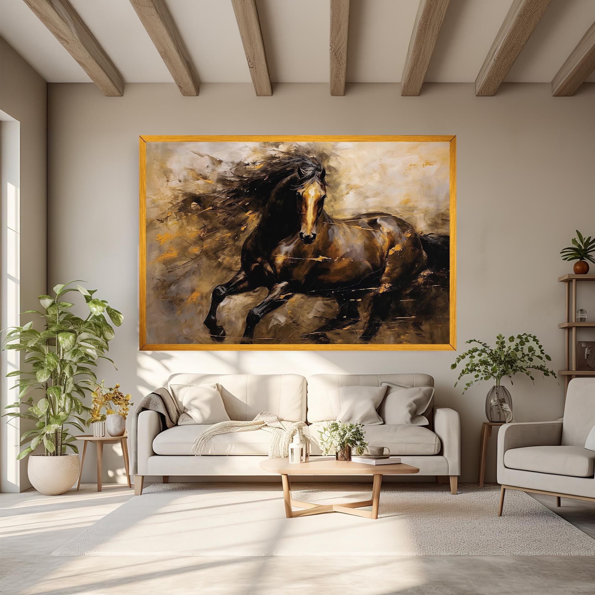 Vászonkép Gold Brown Horse mockup 6