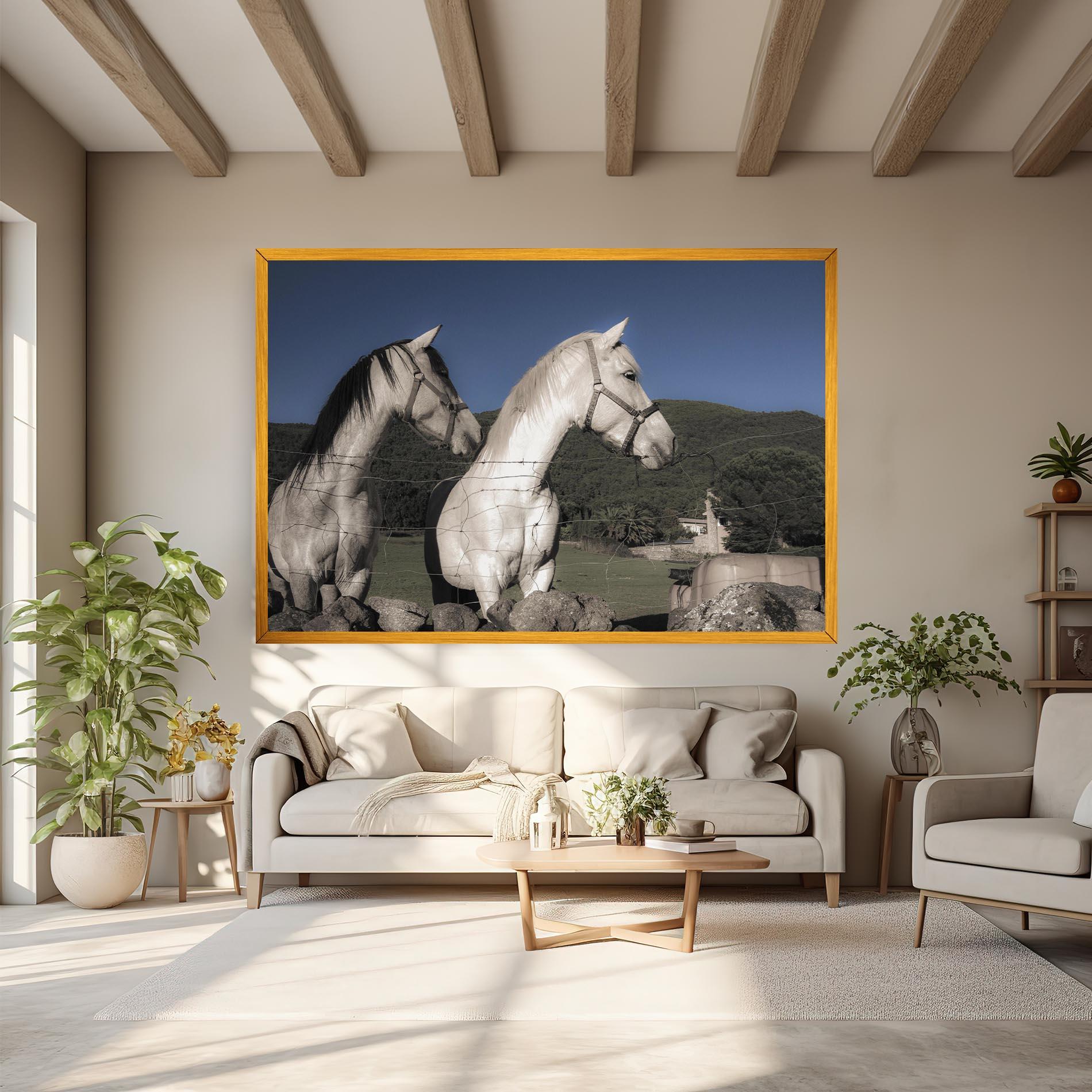 Vászonkép White Grey Horse mockup 6