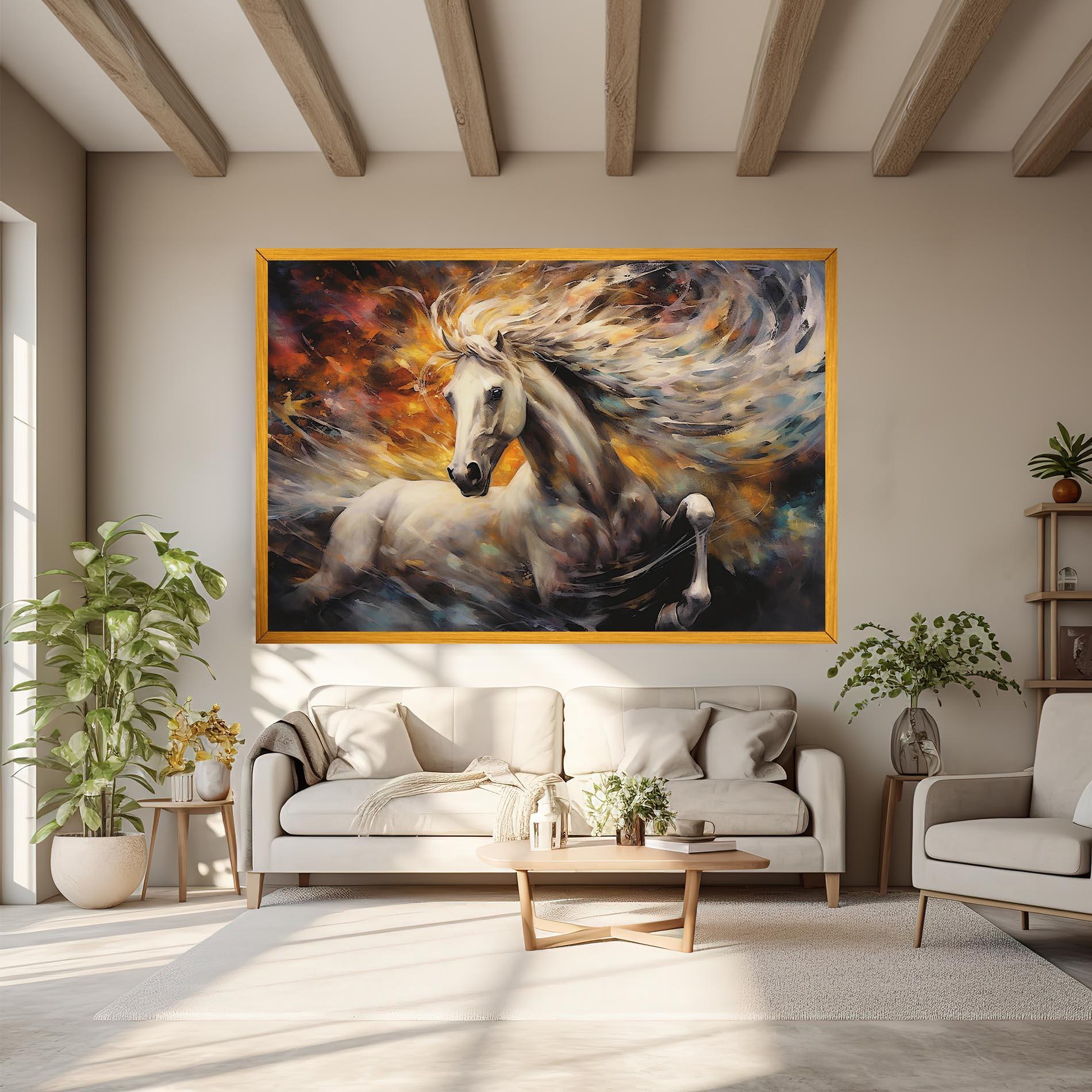 Vászonkép White Horse Painting mockup 6