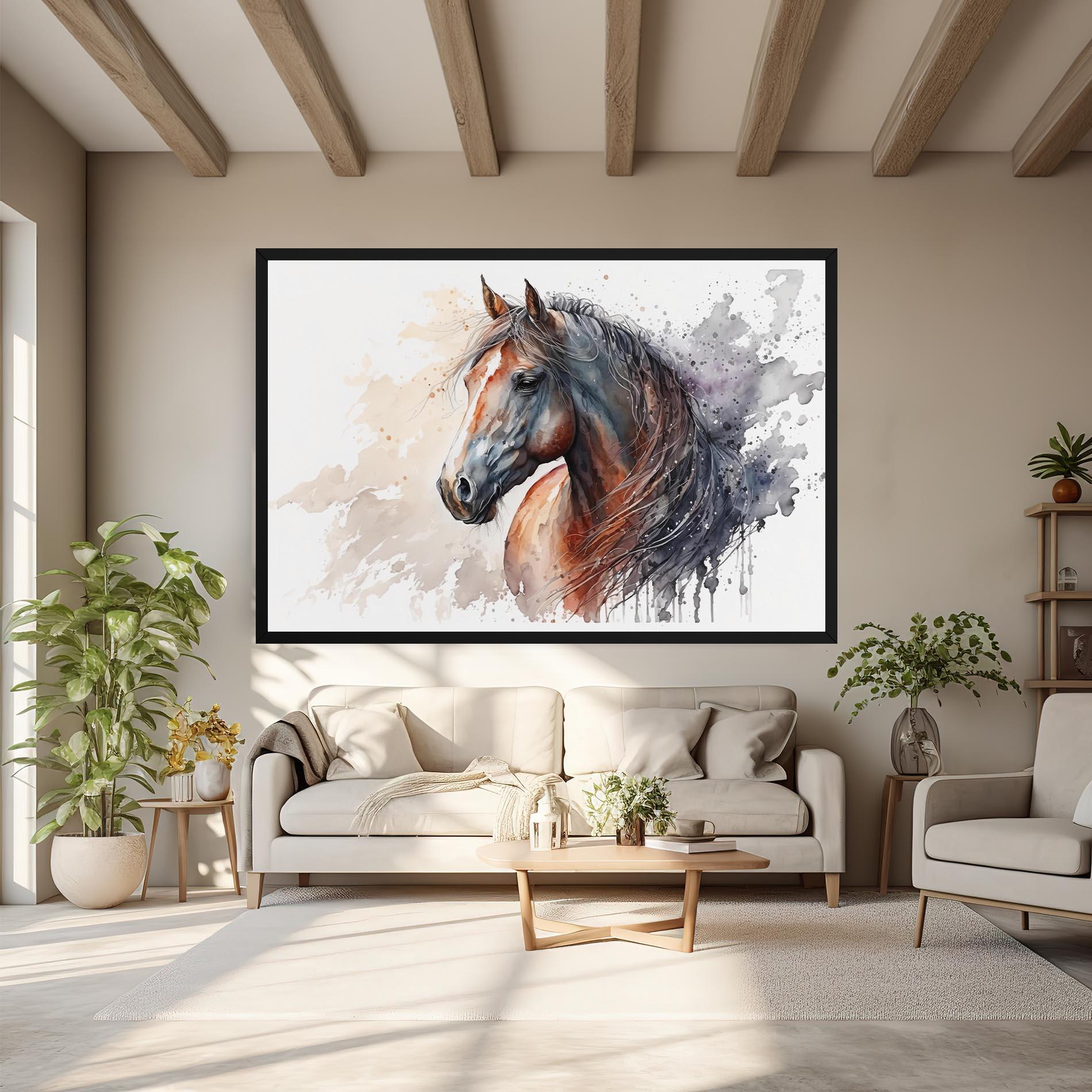 Vászonkép Black Brown Horse Painting mockup 6