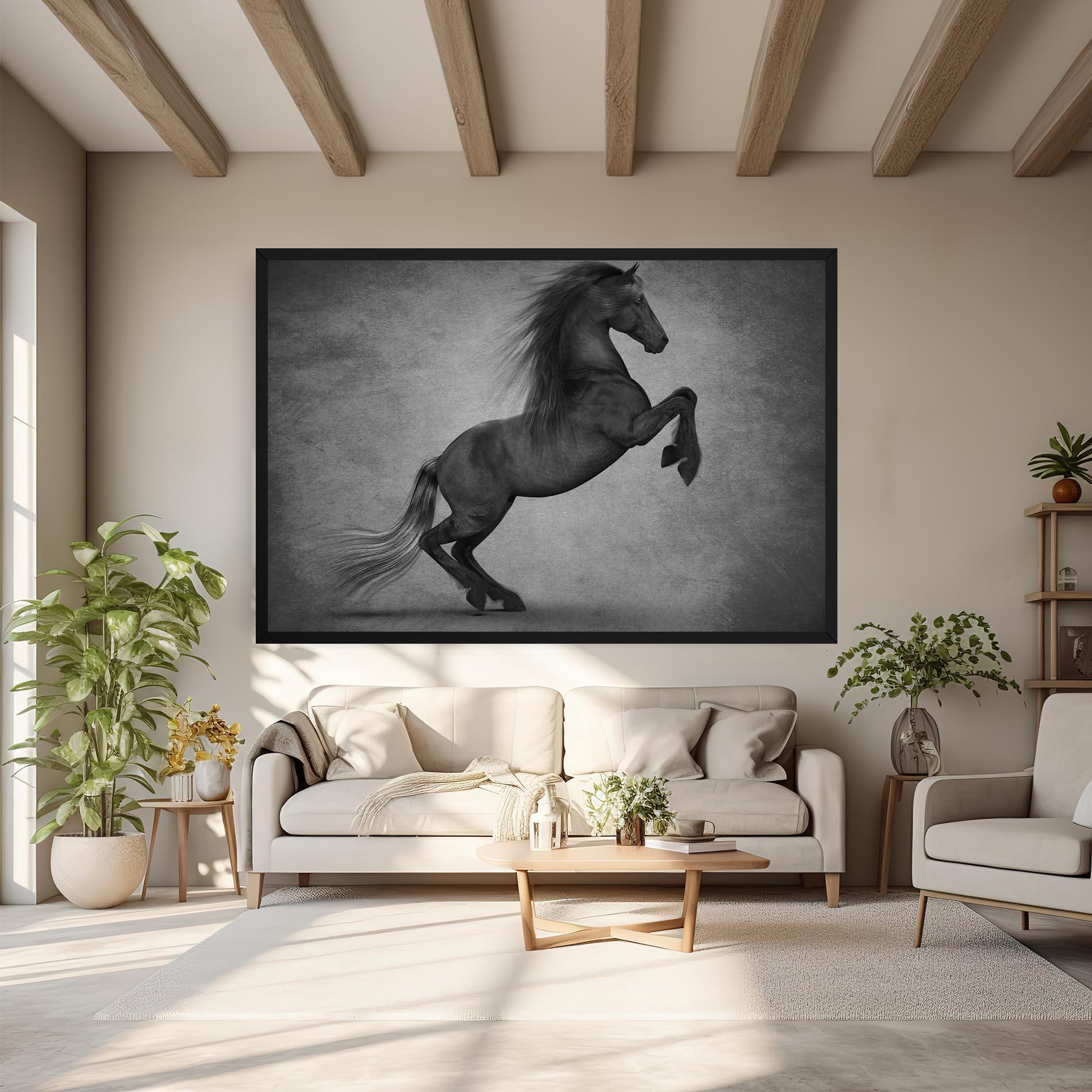 Vászonkép Black Horse Jumping mockup 6