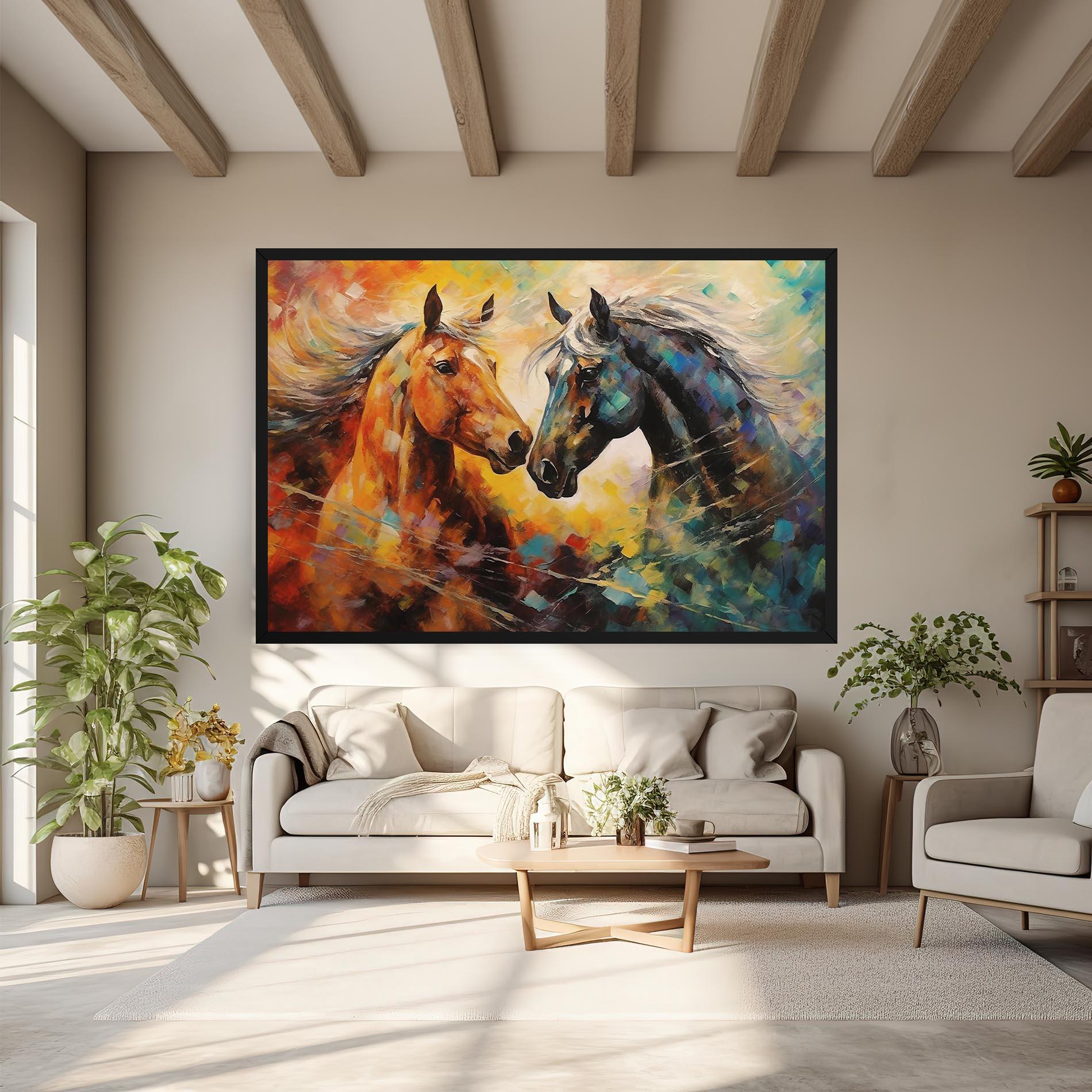 Vászonkép Brown Black Horses mockup 6