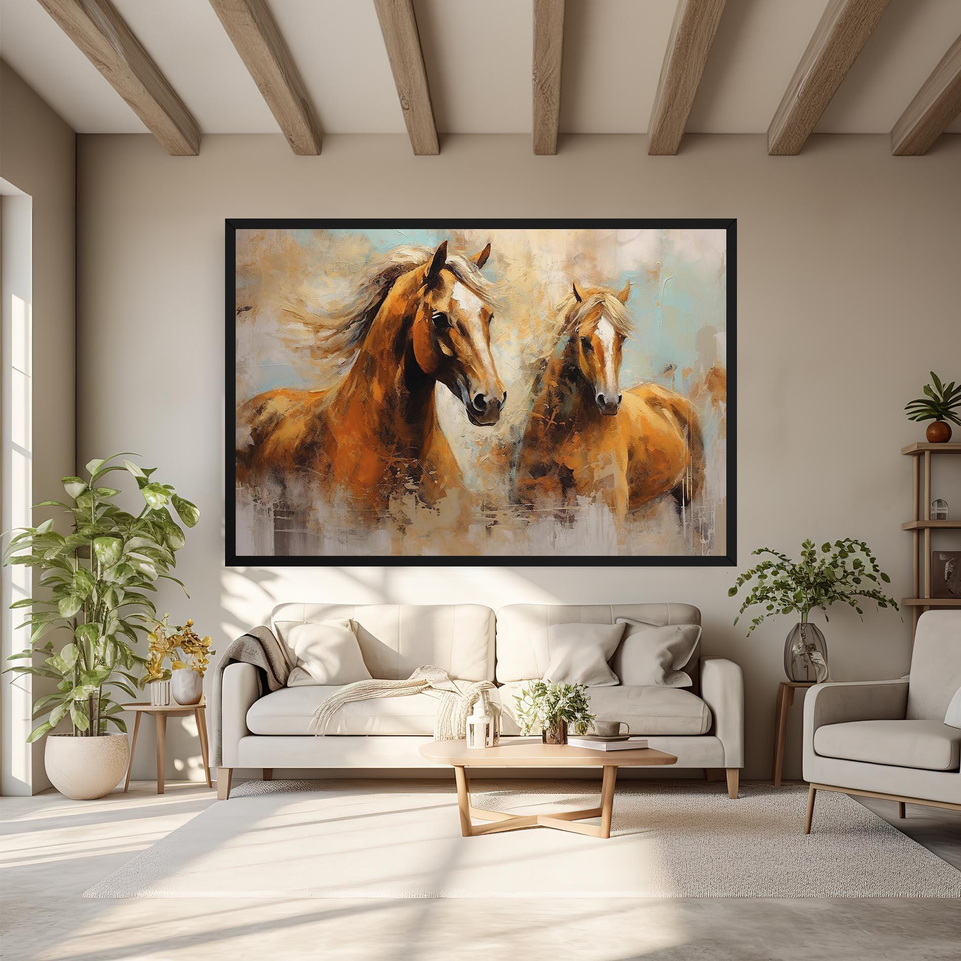 Vászonkép Brown Horses Staying mockup 6