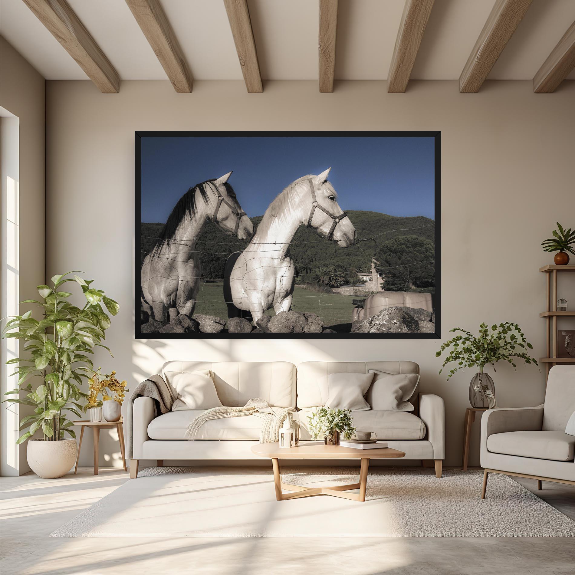 Vászonkép White Grey Horse mockup 6