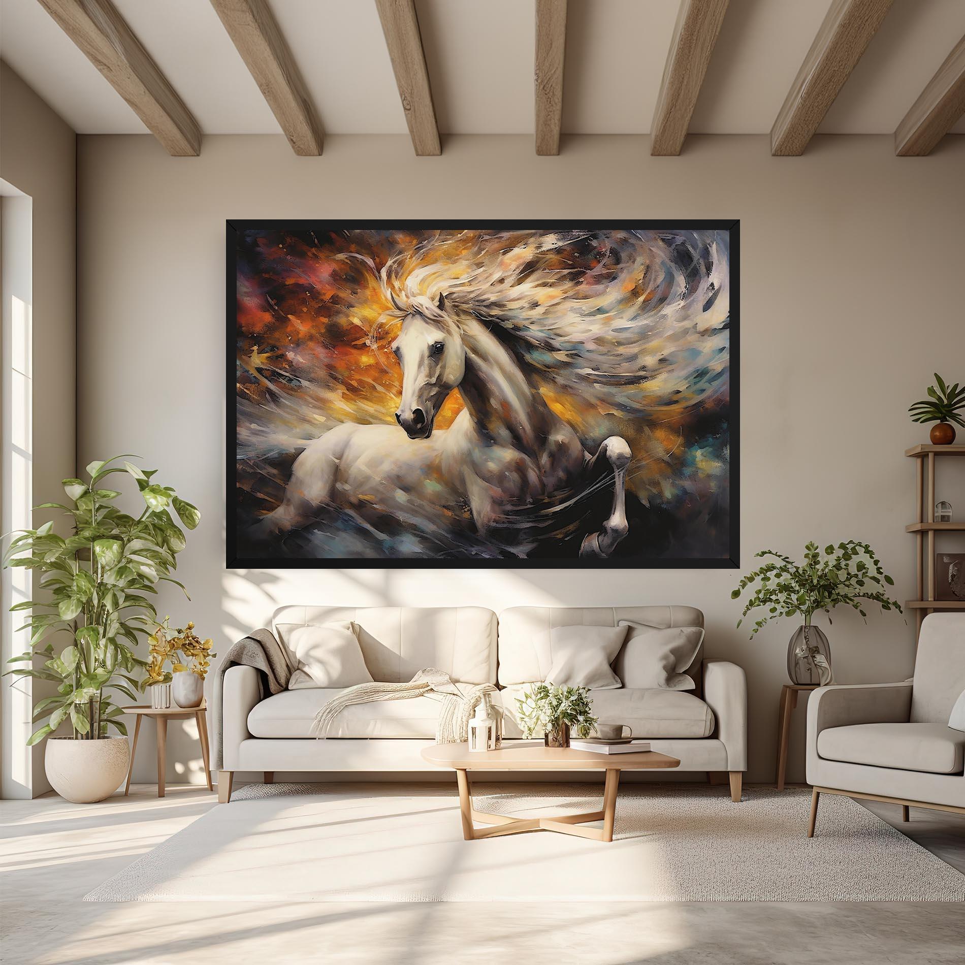 Vászonkép White Horse Painting mockup 6