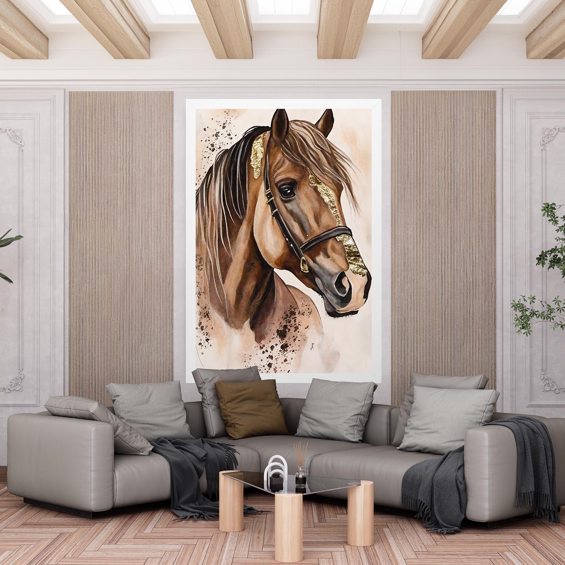 Vászonkép Gold Horse Painting mockup 6