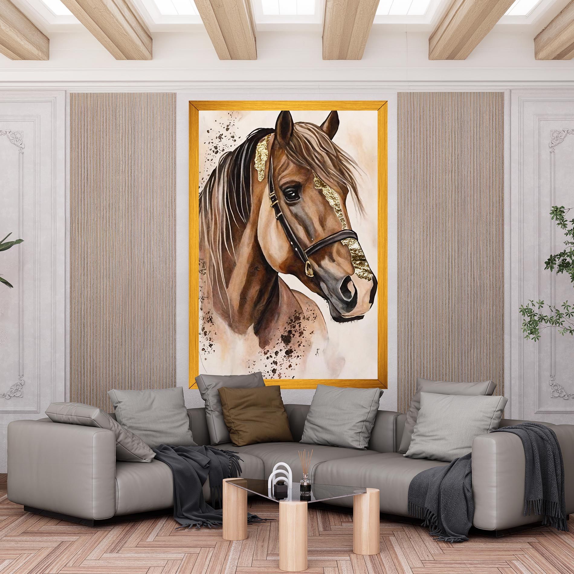 Gold Horse Painting mockup 6