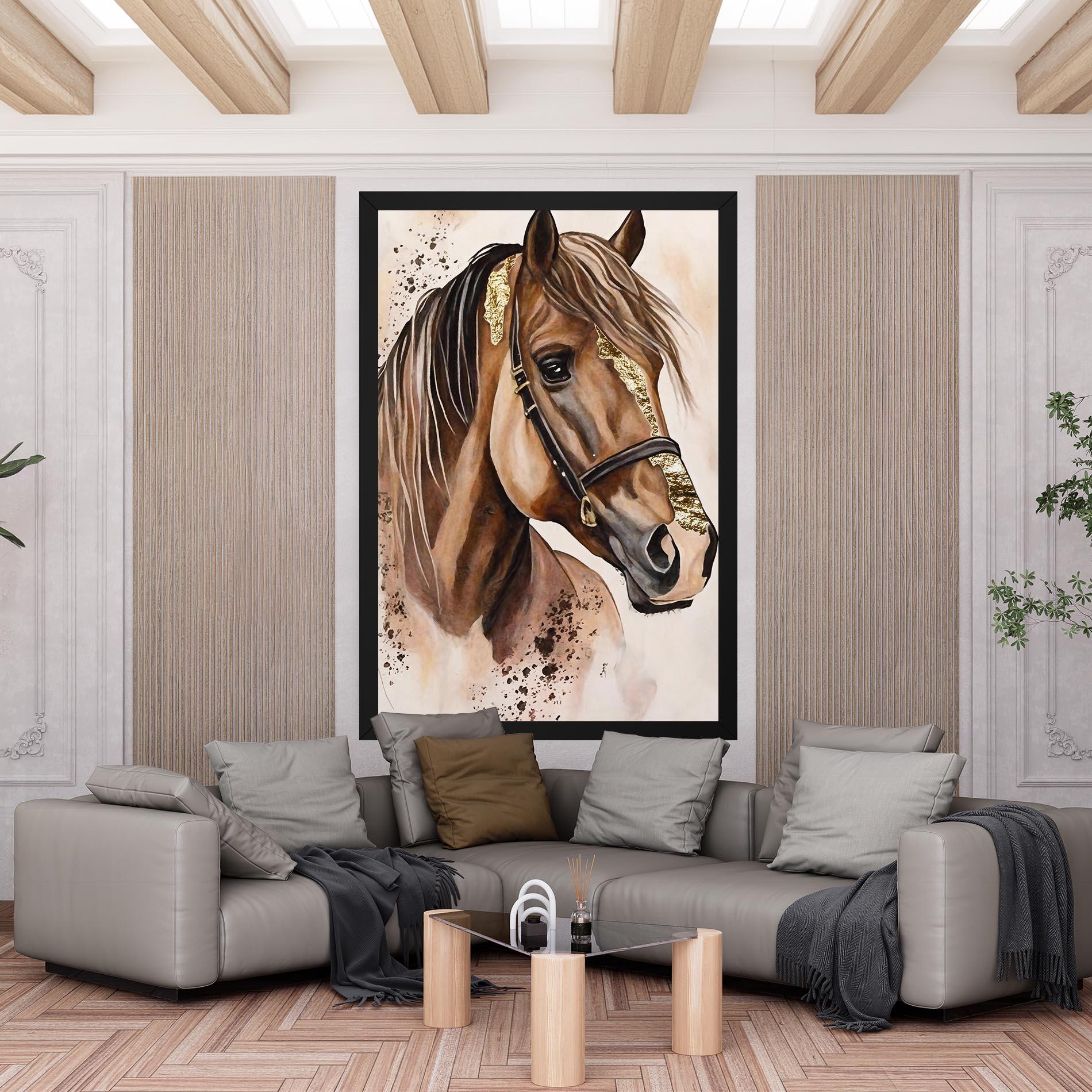 Vászonkép Gold Horse Painting mockup 6