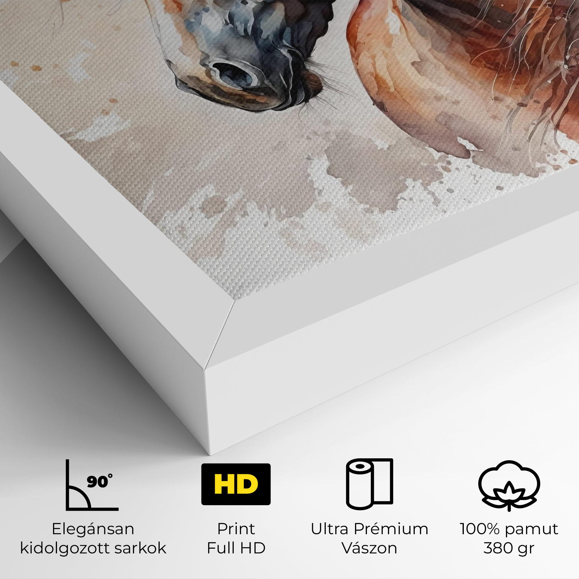 Vászonkép Black Brown Horse Painting mockup 4