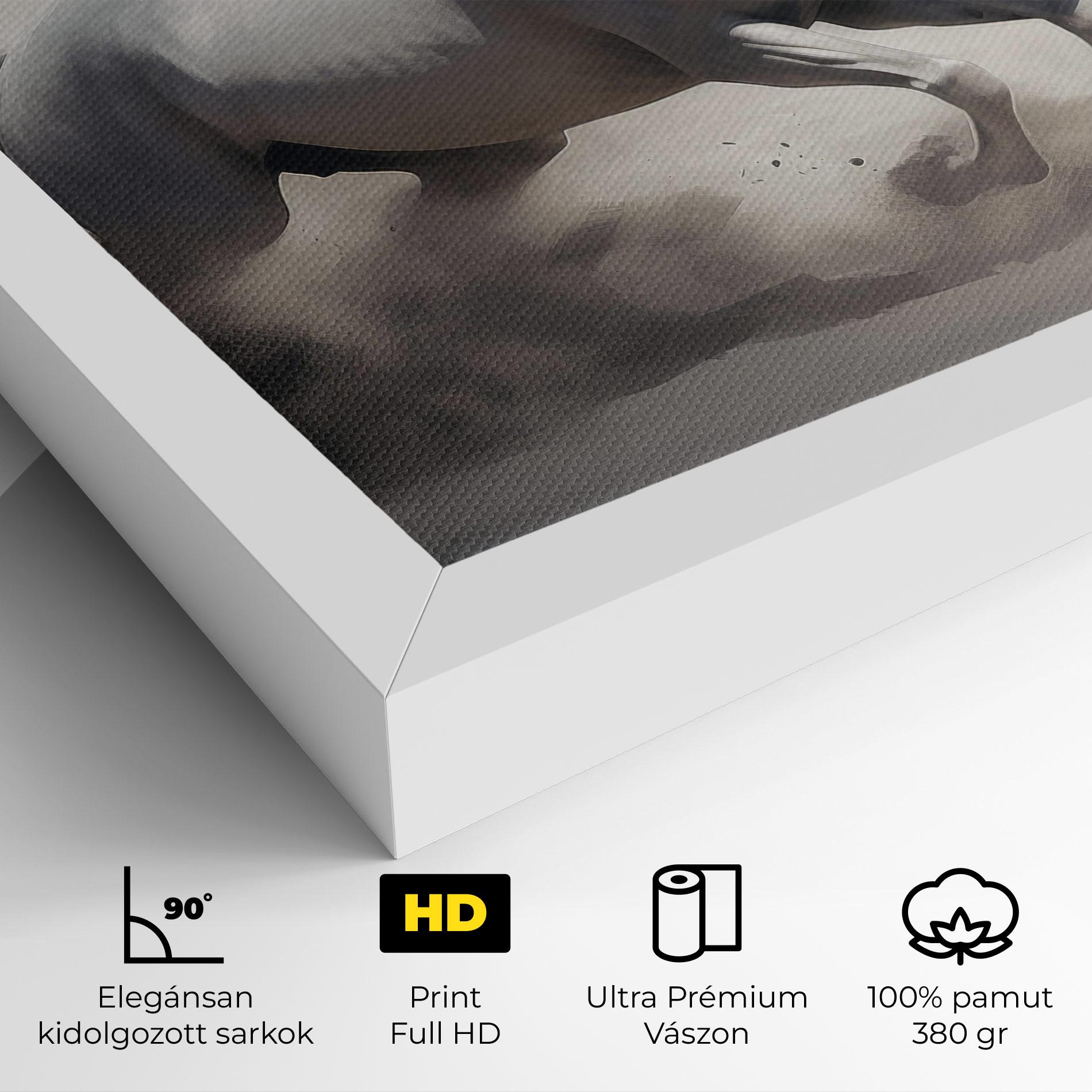 Vászonkép Light Grey Horse Galloping mockup 4