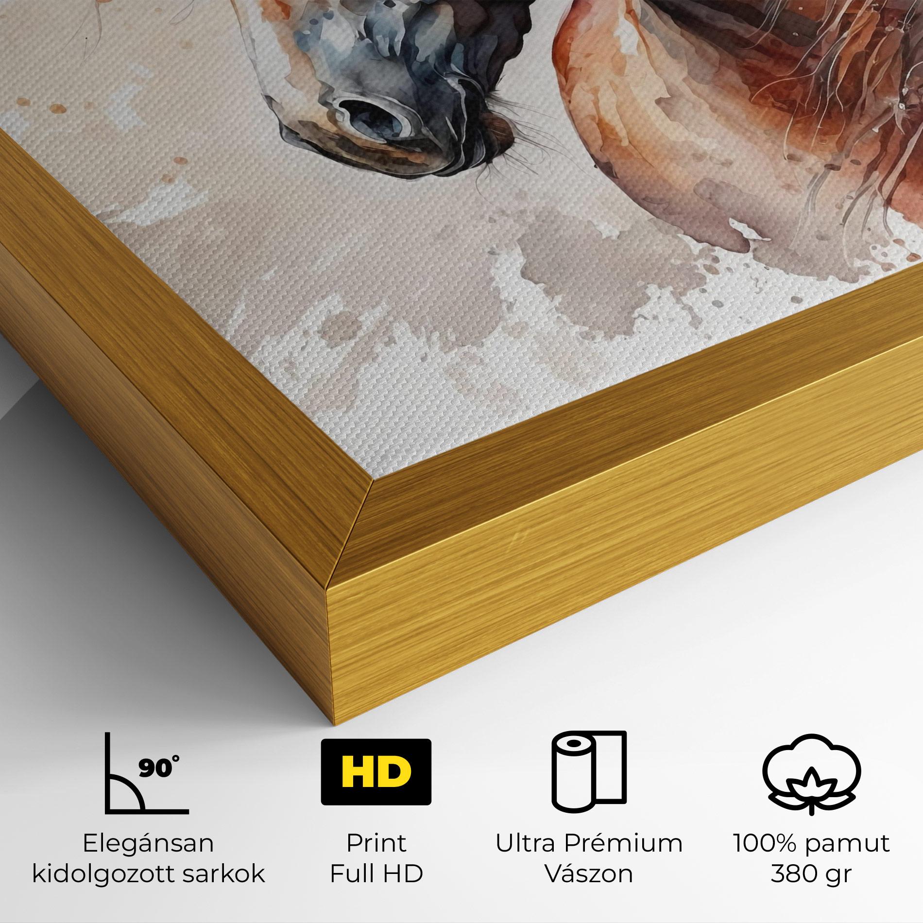 Vászonkép Black Brown Horse Painting mockup 4