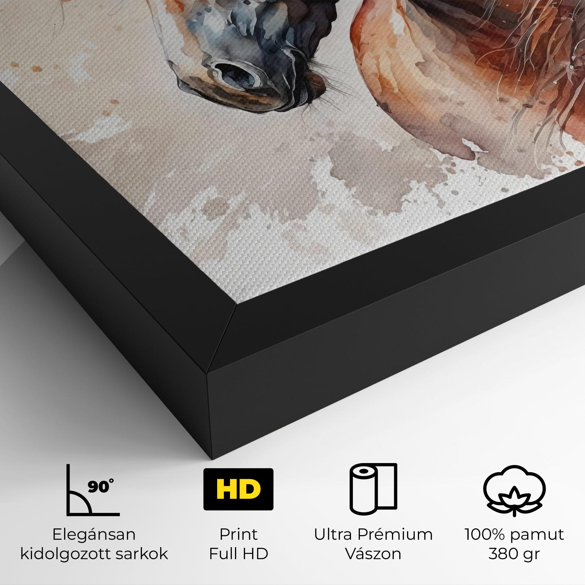 Vászonkép Black Brown Horse Painting mockup 4