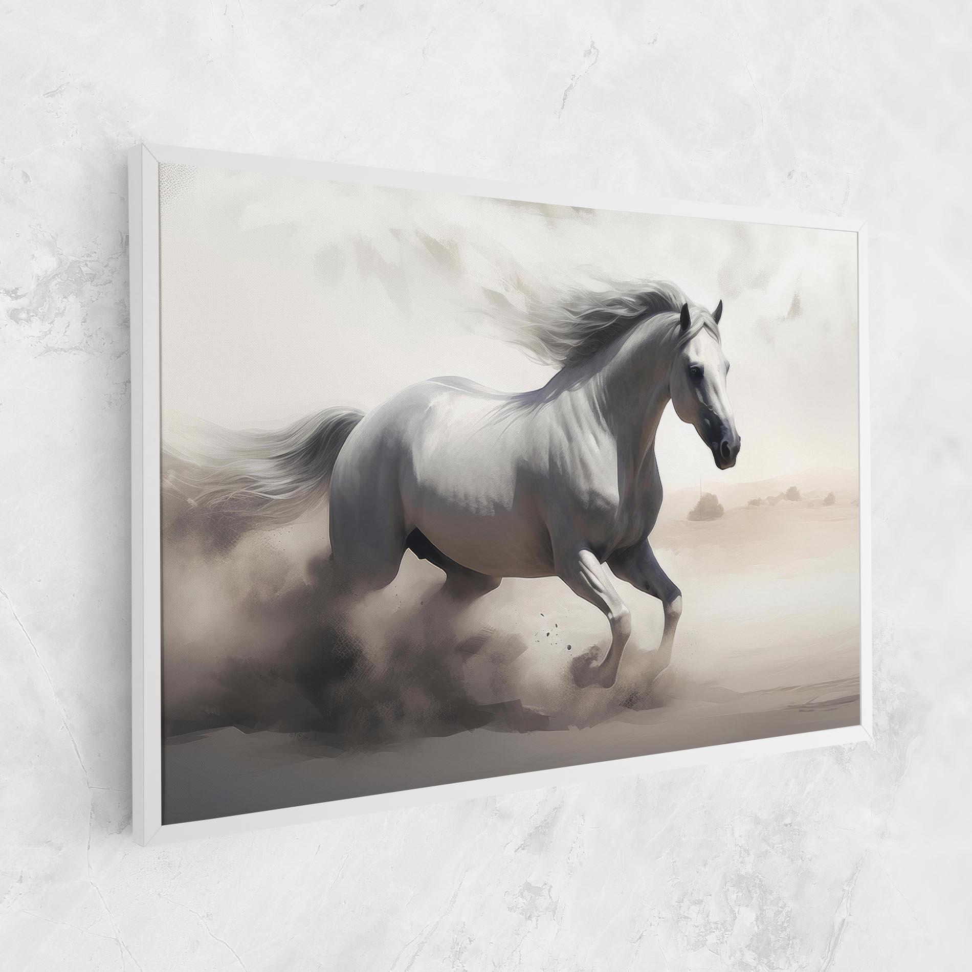 Vászonkép Light Grey Horse Galloping mockup 1