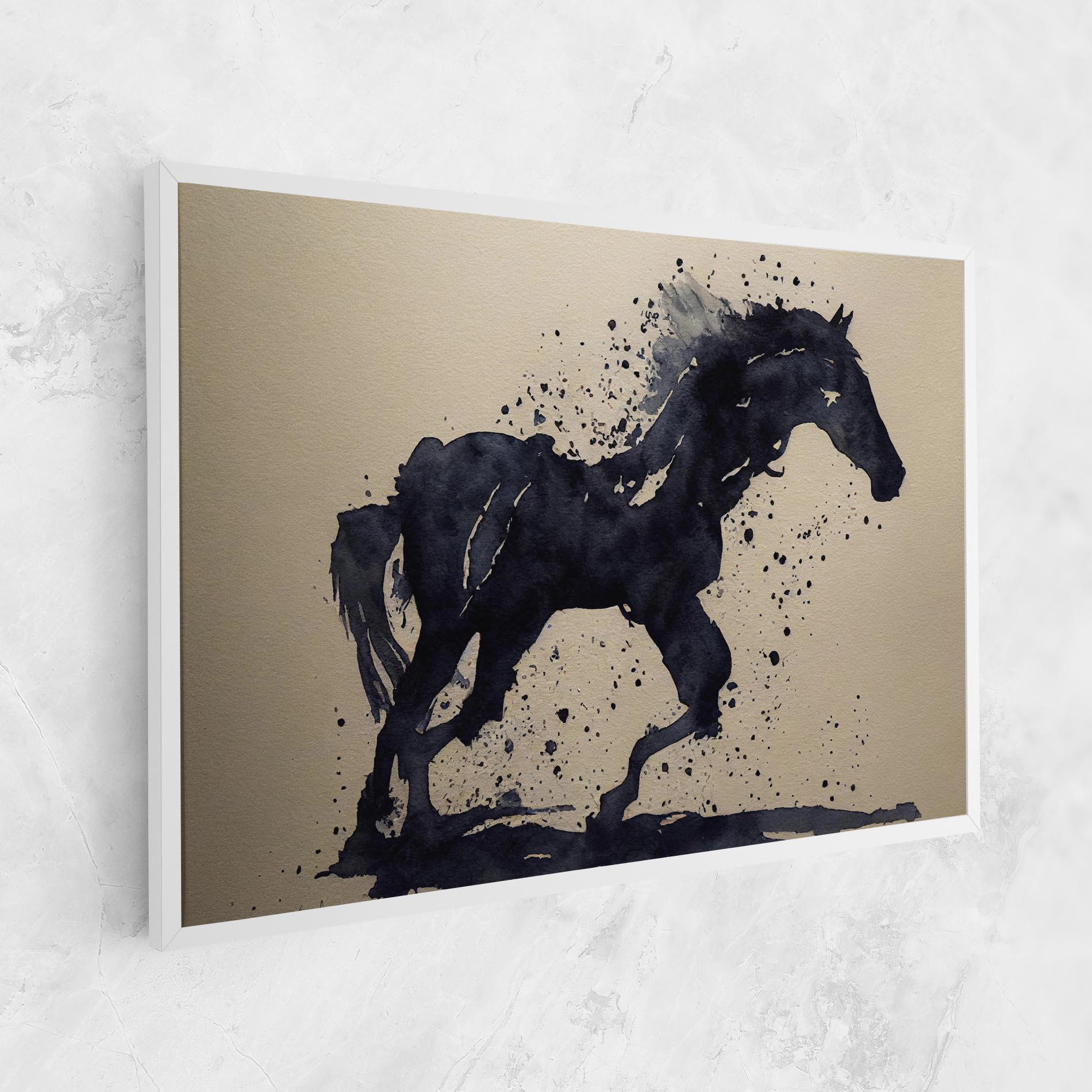 Vászonkép Watercolor Black Horse mockup 1