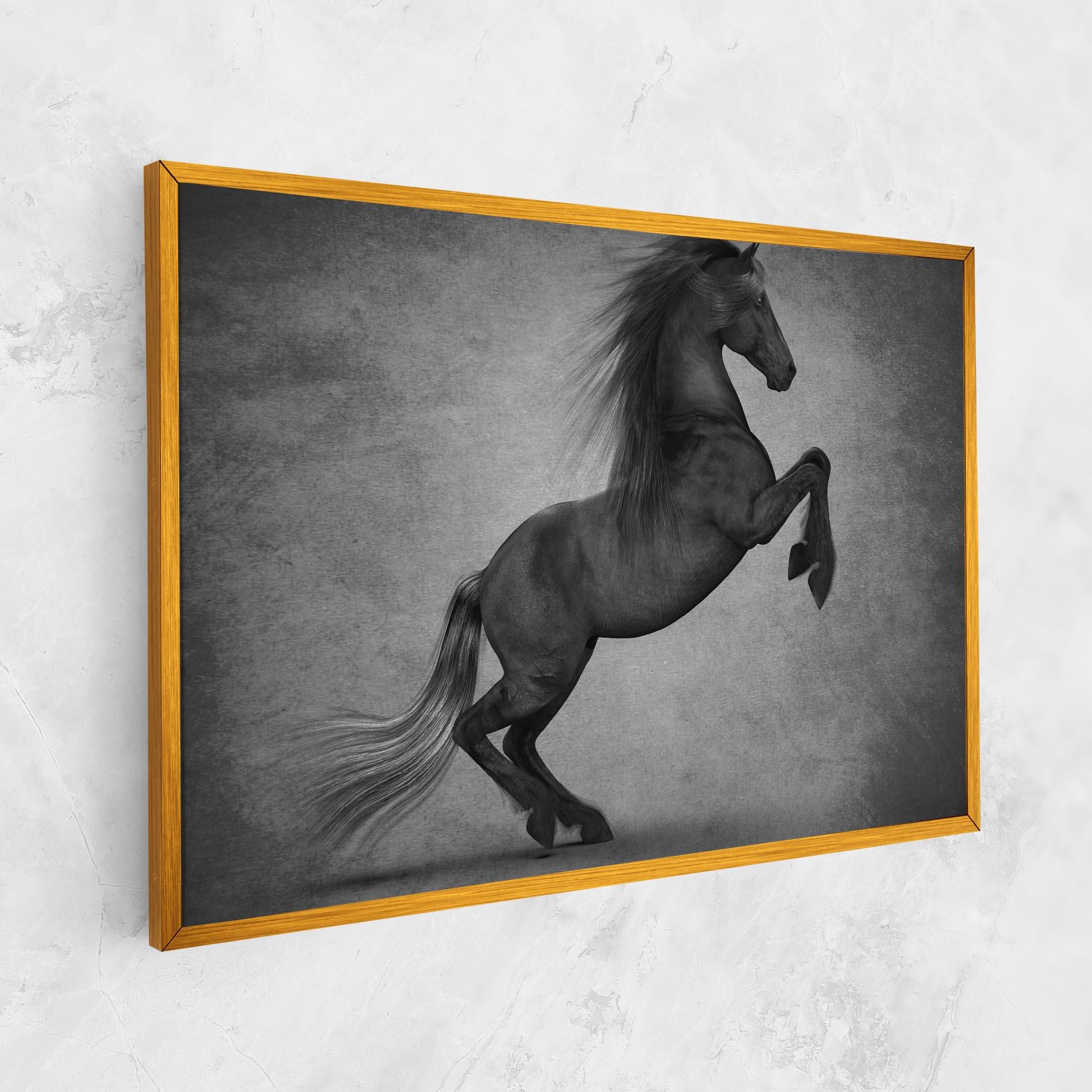 Vászonkép Black Horse Jumping mockup 1