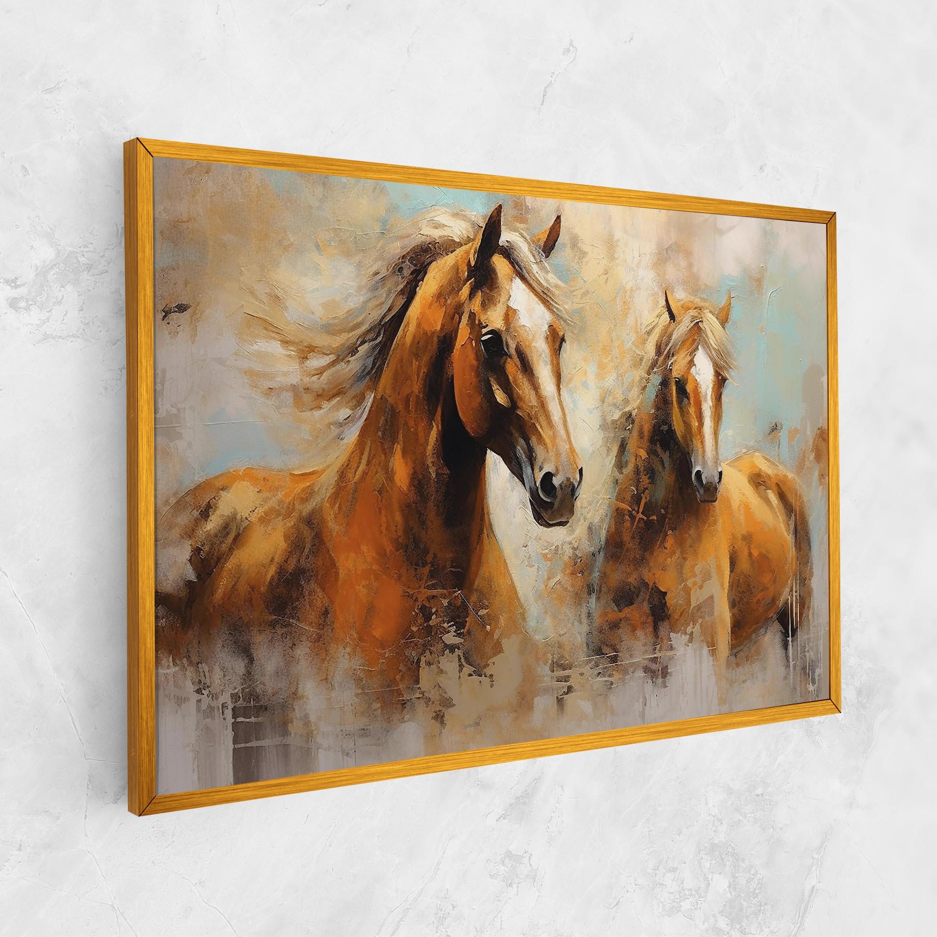 Vászonkép Brown Horses Staying mockup 1