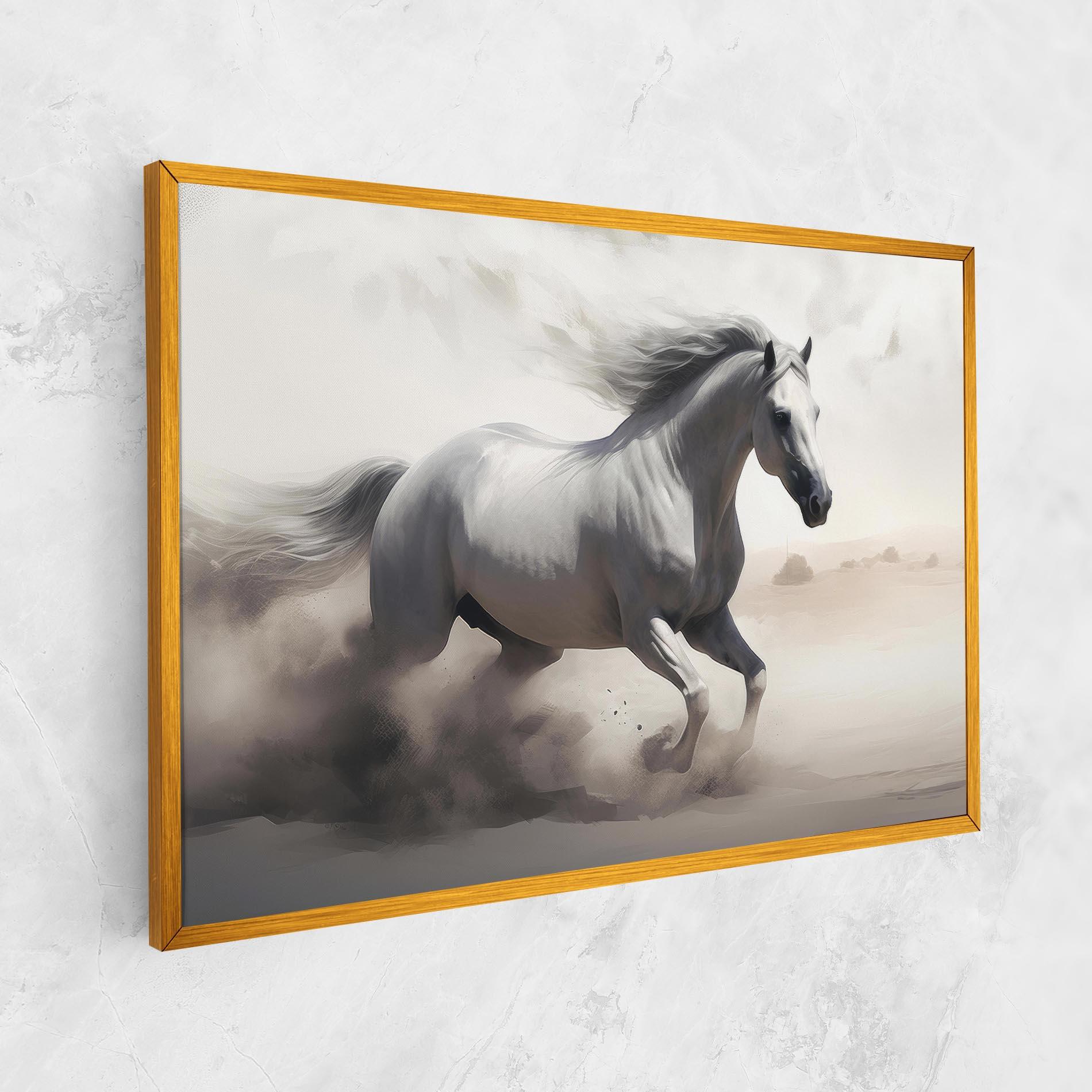 Vászonkép Light Grey Horse Galloping mockup 1