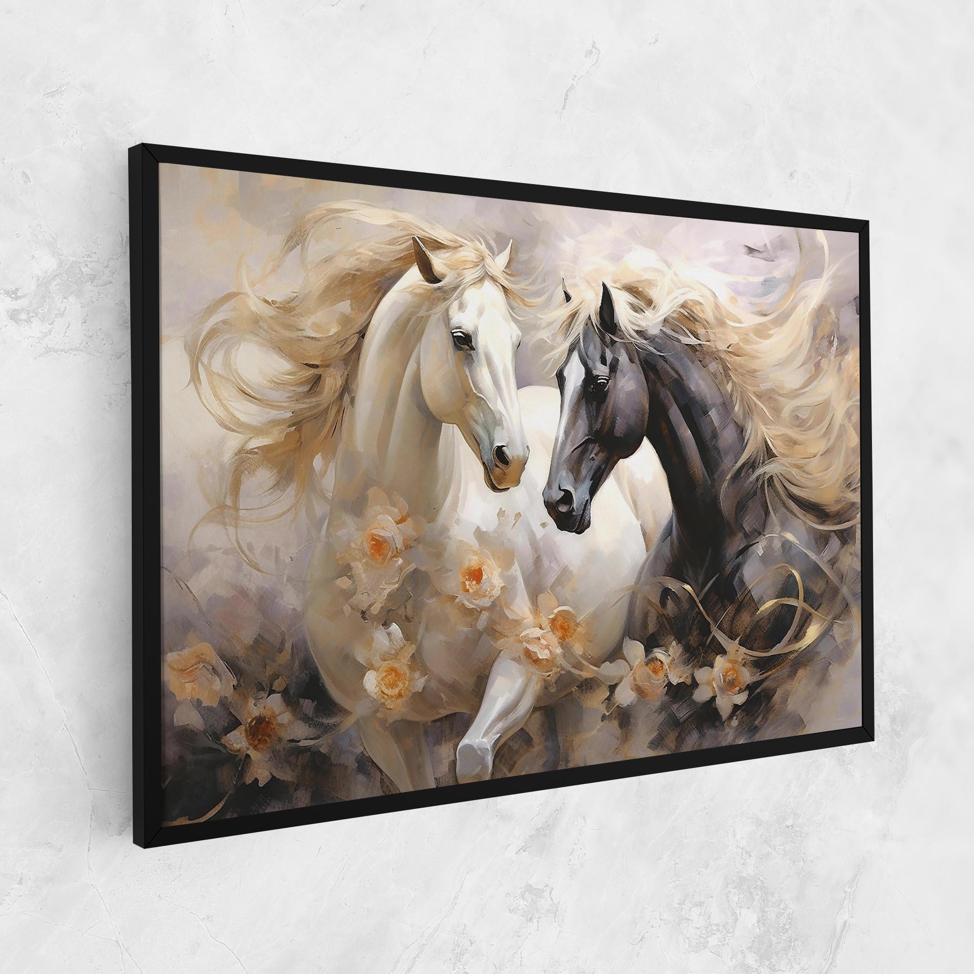 Vászonkép Black And White Horses mockup 1