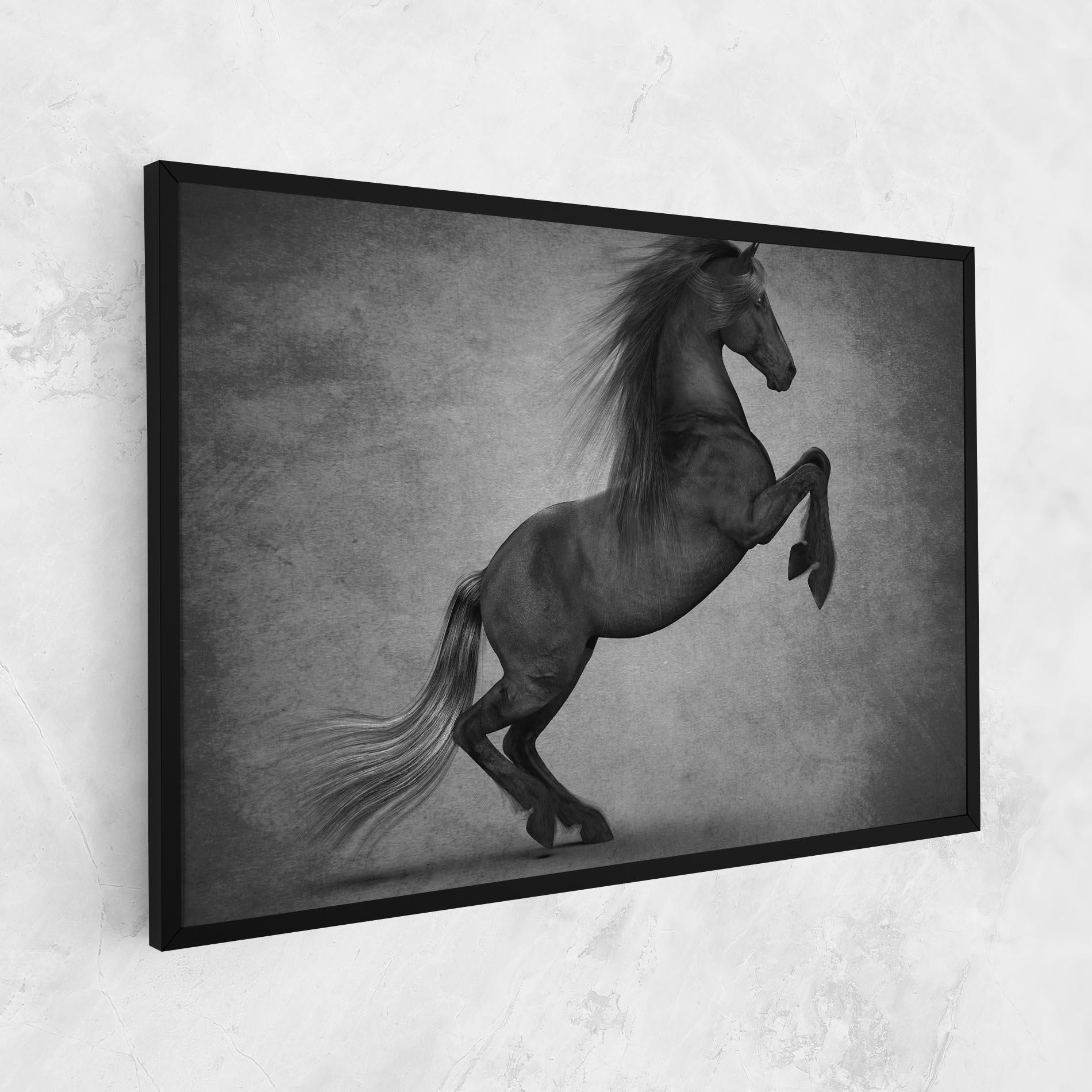 Vászonkép Black Horse Jumping mockup 1