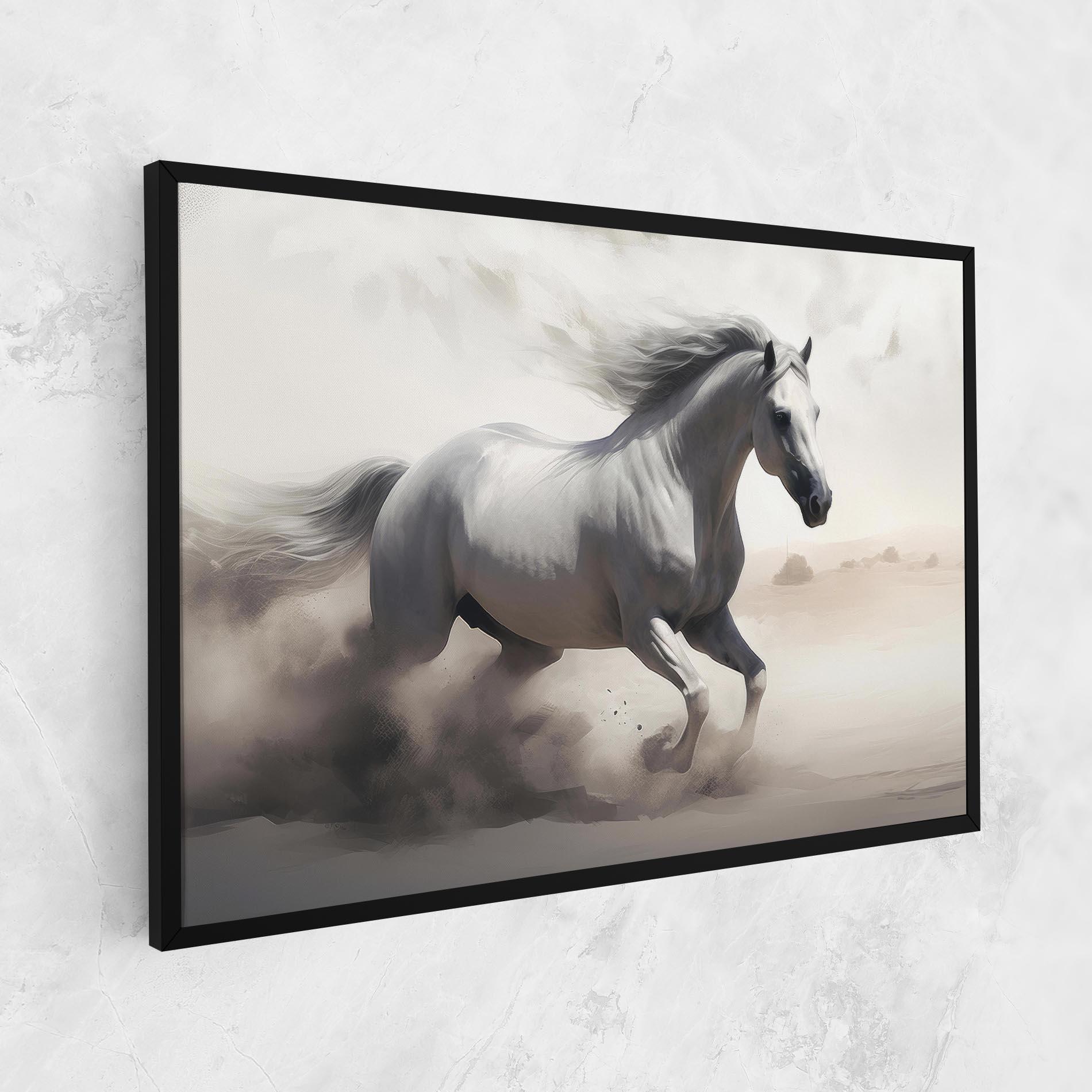 Vászonkép Light Grey Horse Galloping mockup 1