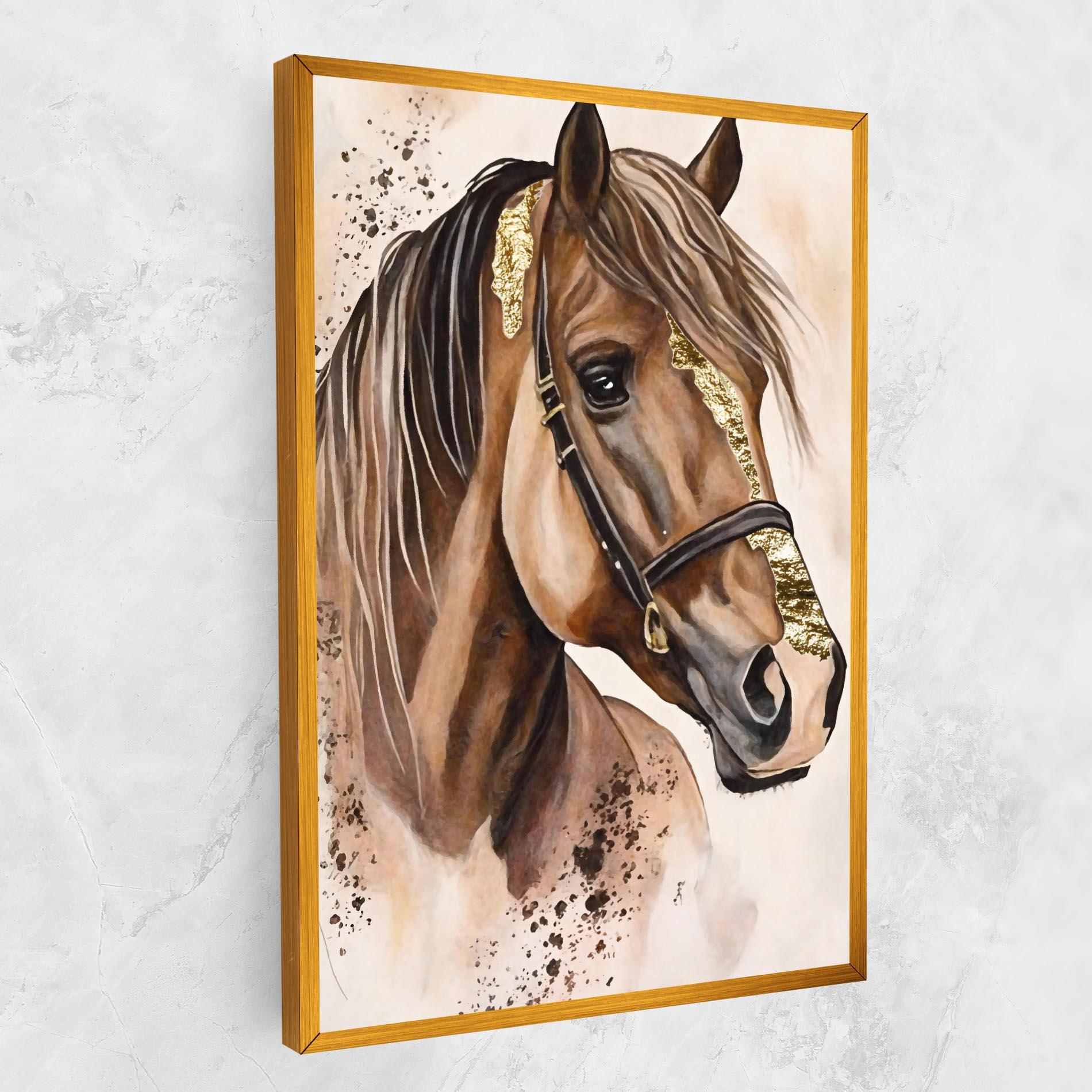 Vászonkép Gold Horse Painting mockup 1
