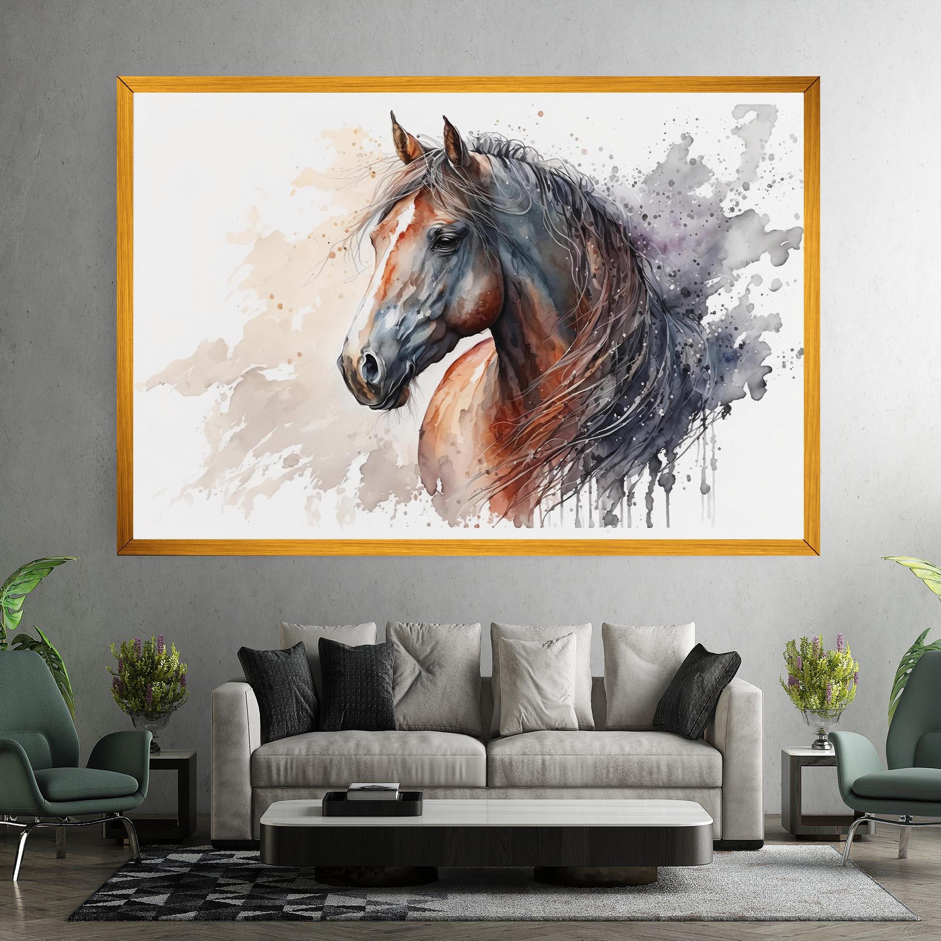 Vászonkép Black Brown Horse Painting mockup 7