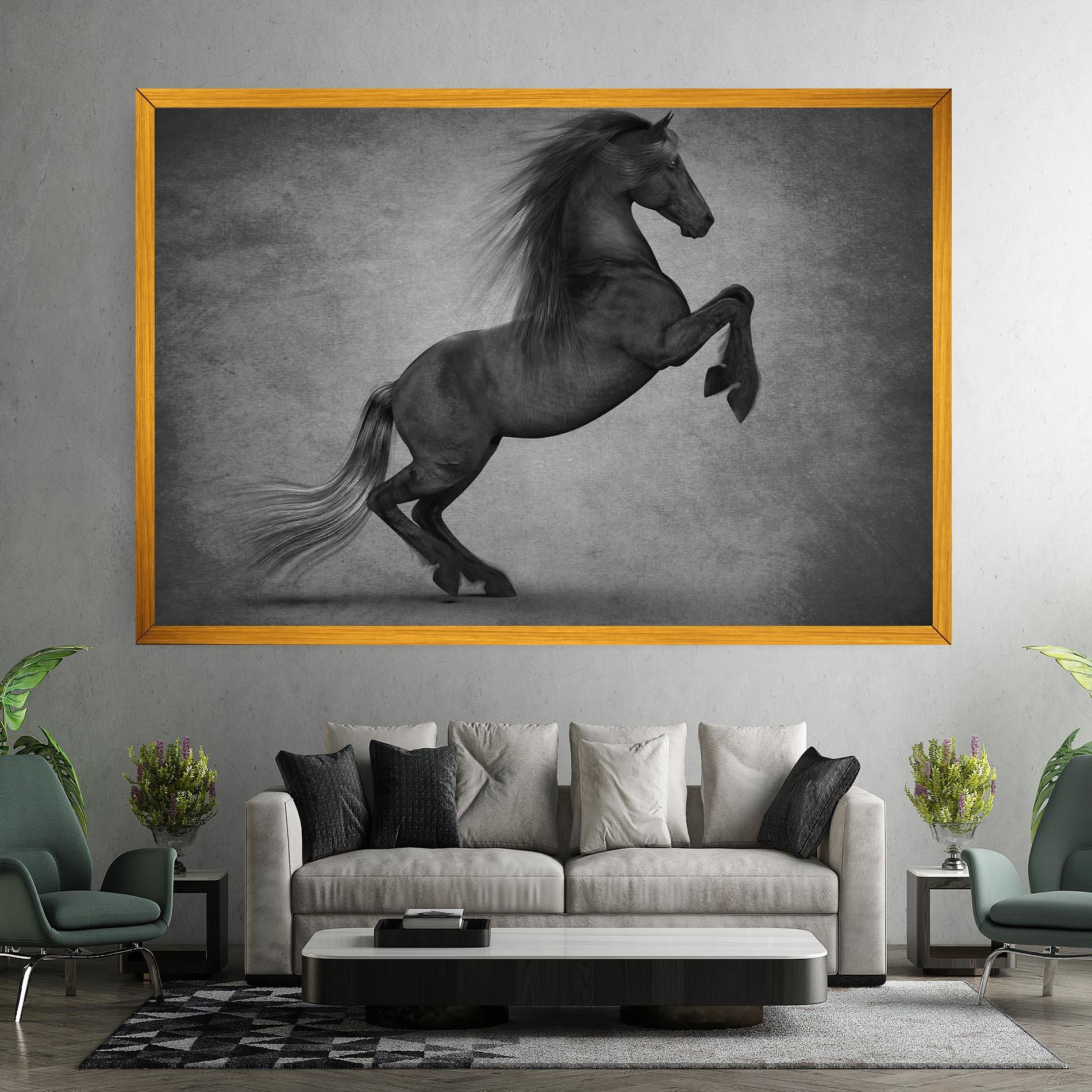 Vászonkép Black Horse Jumping mockup 7