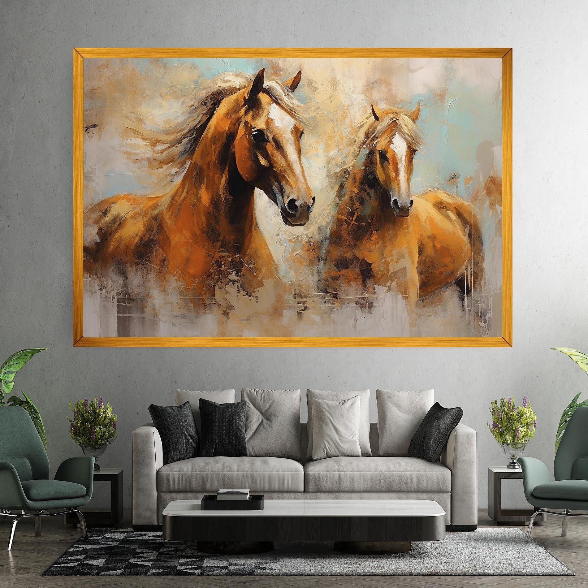 Vászonkép Brown Horses Staying mockup 7