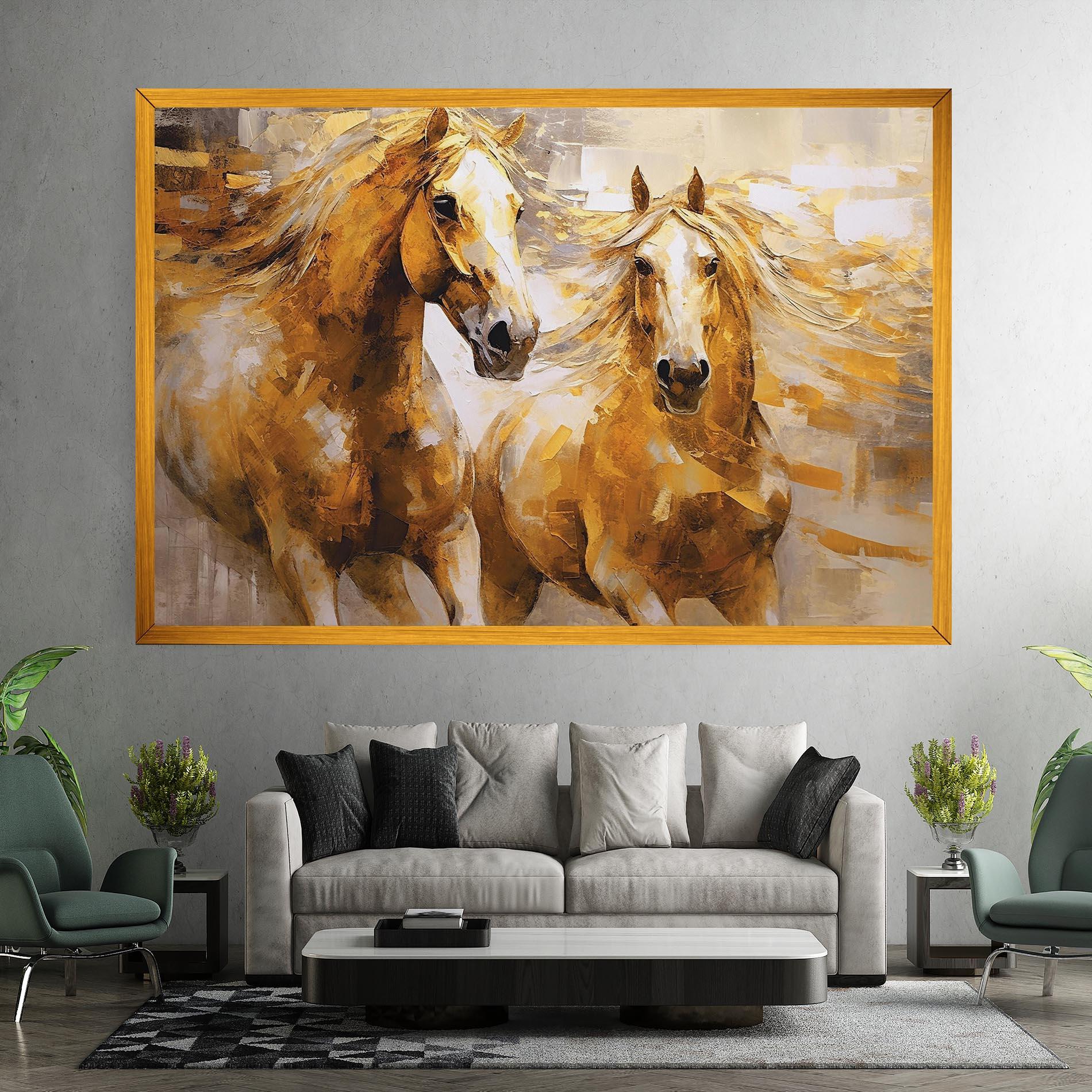 Vászonkép Golden Brown Horses mockup 7
