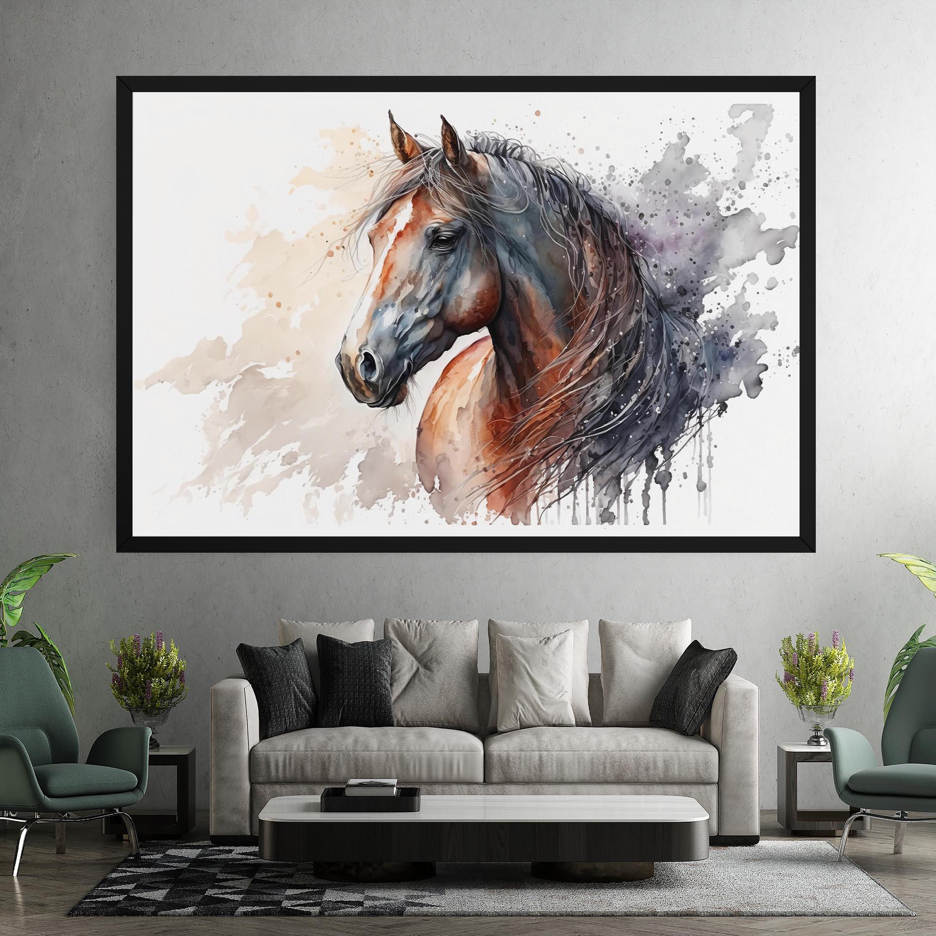 Vászonkép Black Brown Horse Painting mockup 7