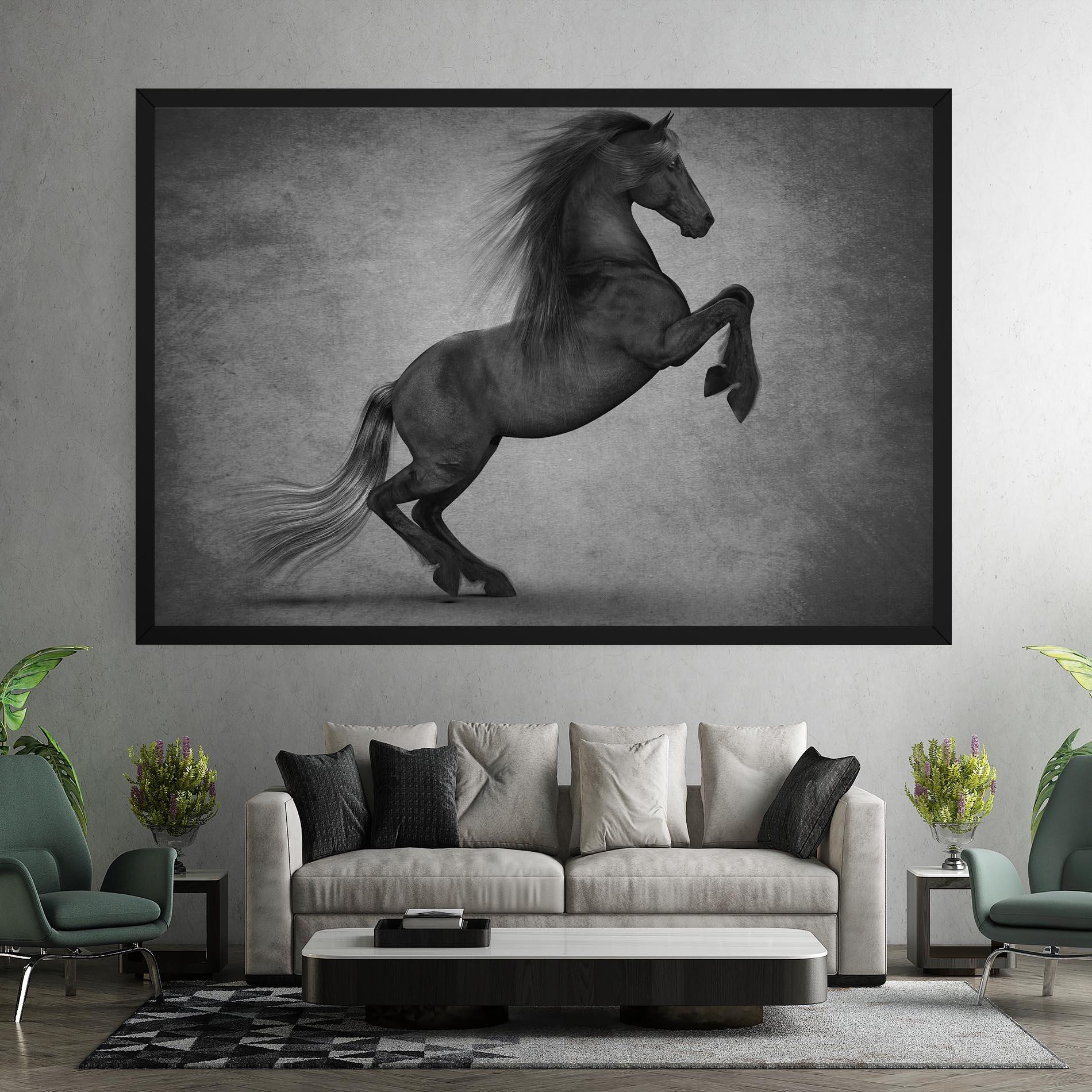 Vászonkép Black Horse Jumping mockup 7