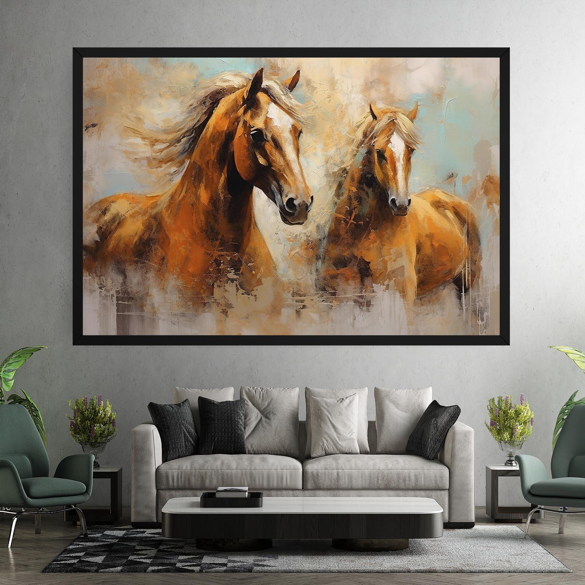 Vászonkép Brown Horses Staying mockup 7