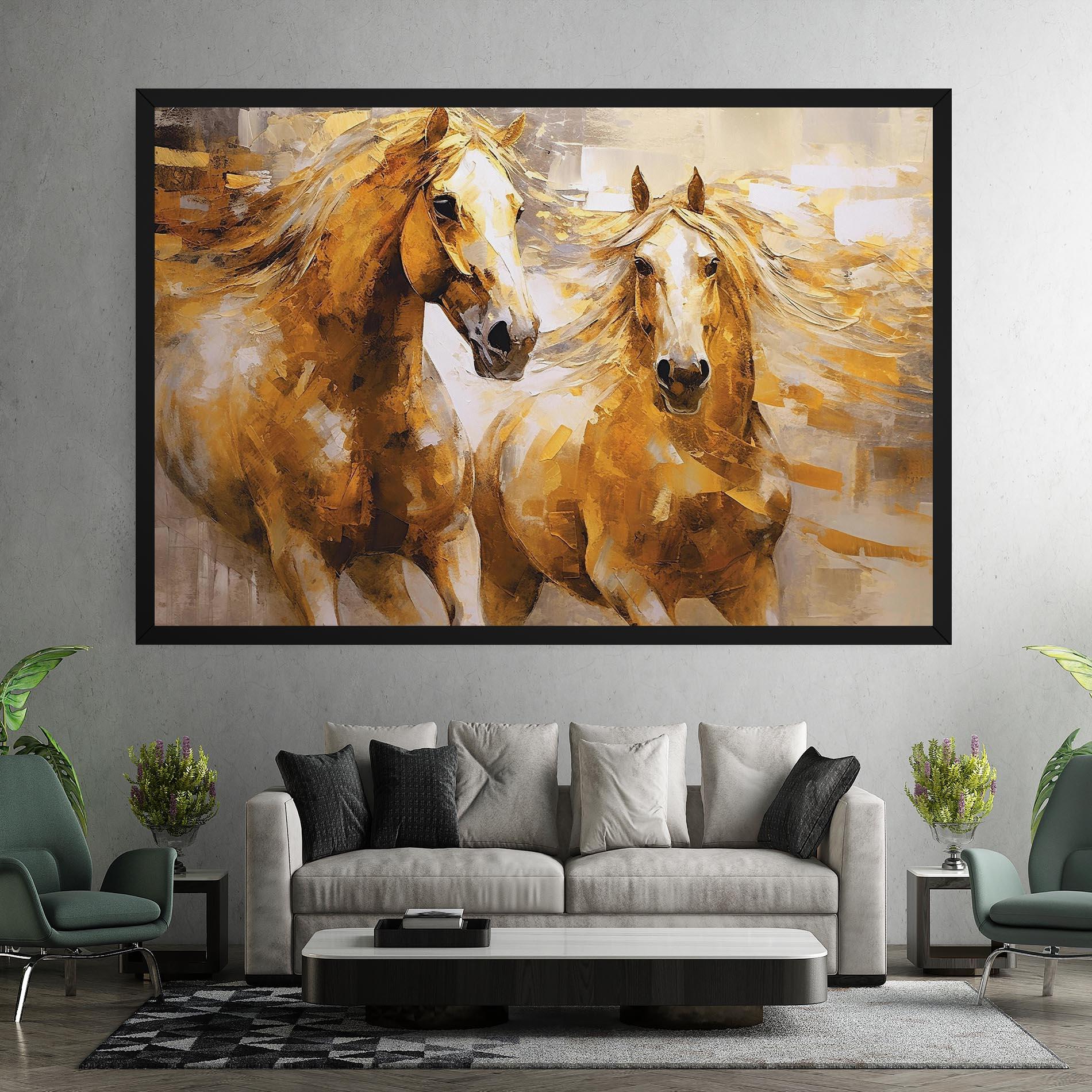 Vászonkép Golden Brown Horses mockup 7