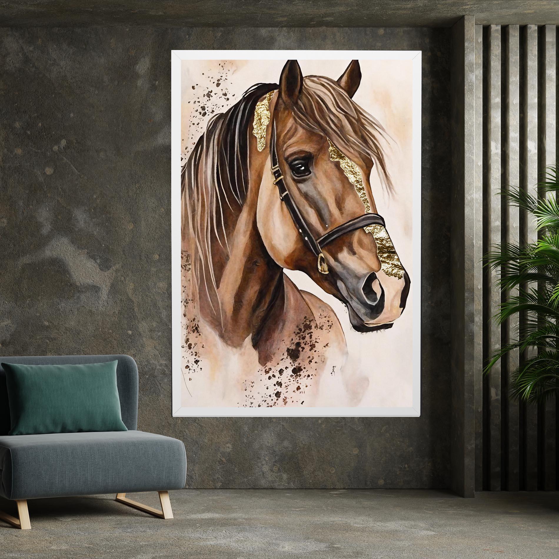 Vászonkép Gold Horse Painting mockup 7