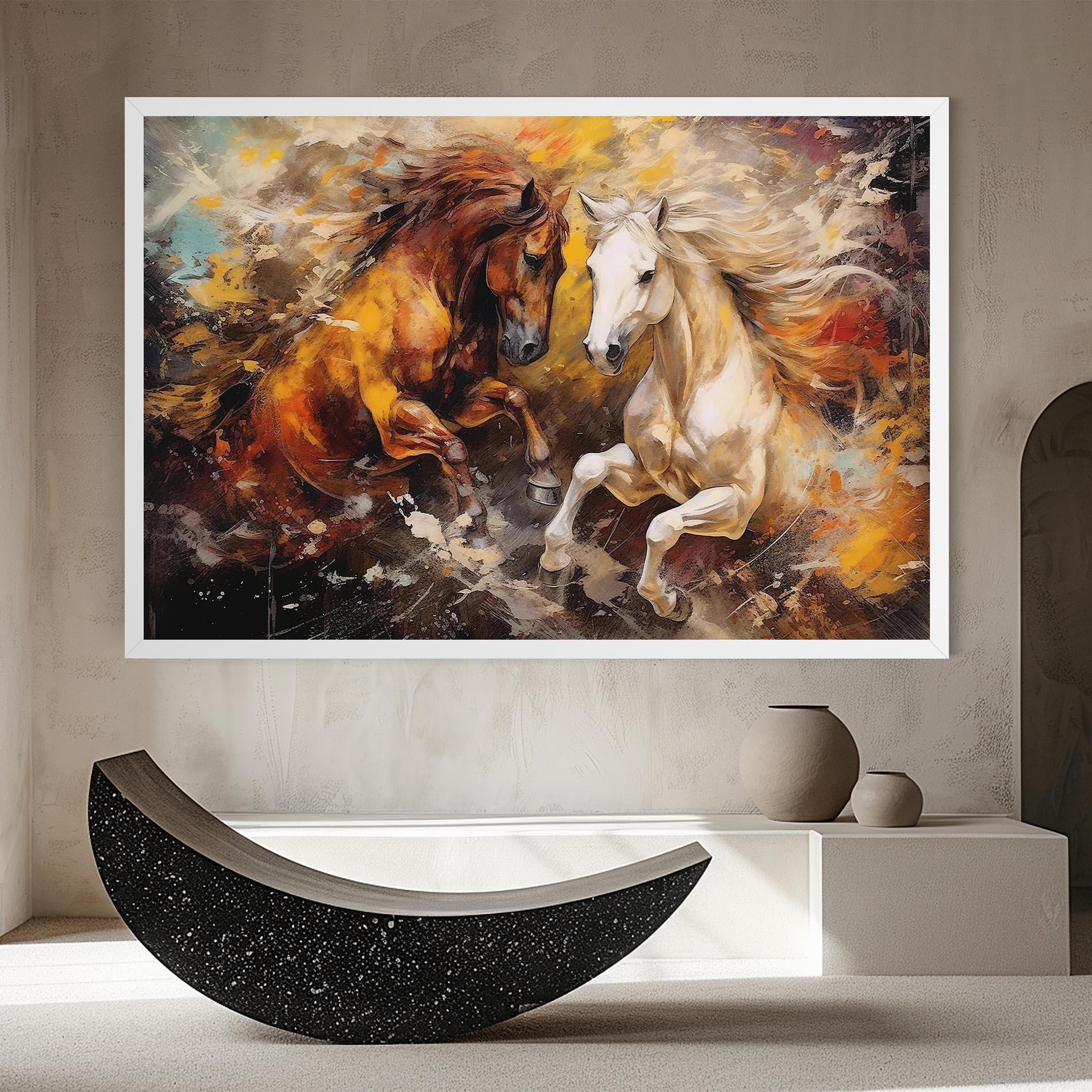 Vászonkép Brown White Horses mockup 8