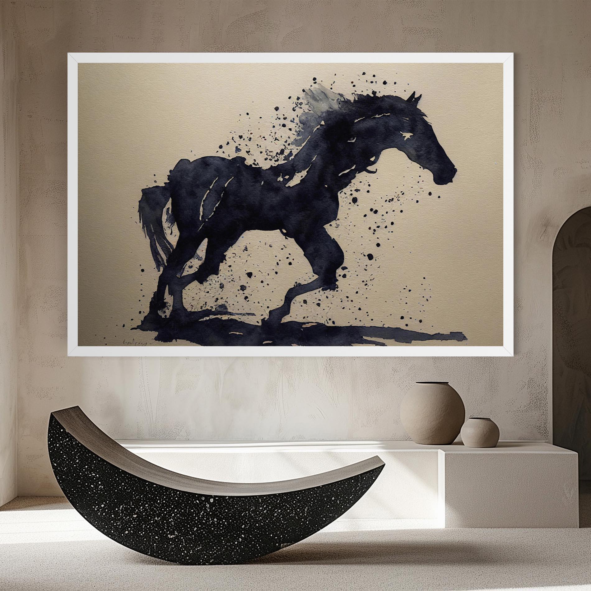 Vászonkép Watercolor Black Horse mockup 8