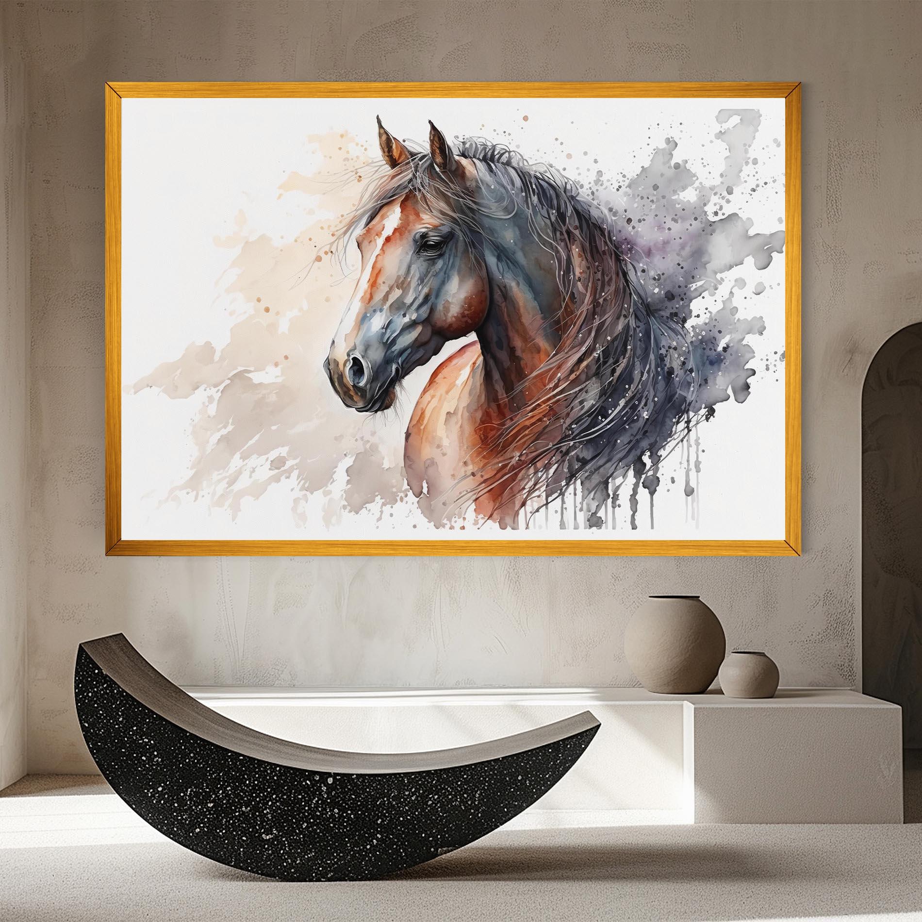 Vászonkép Black Brown Horse Painting mockup 8