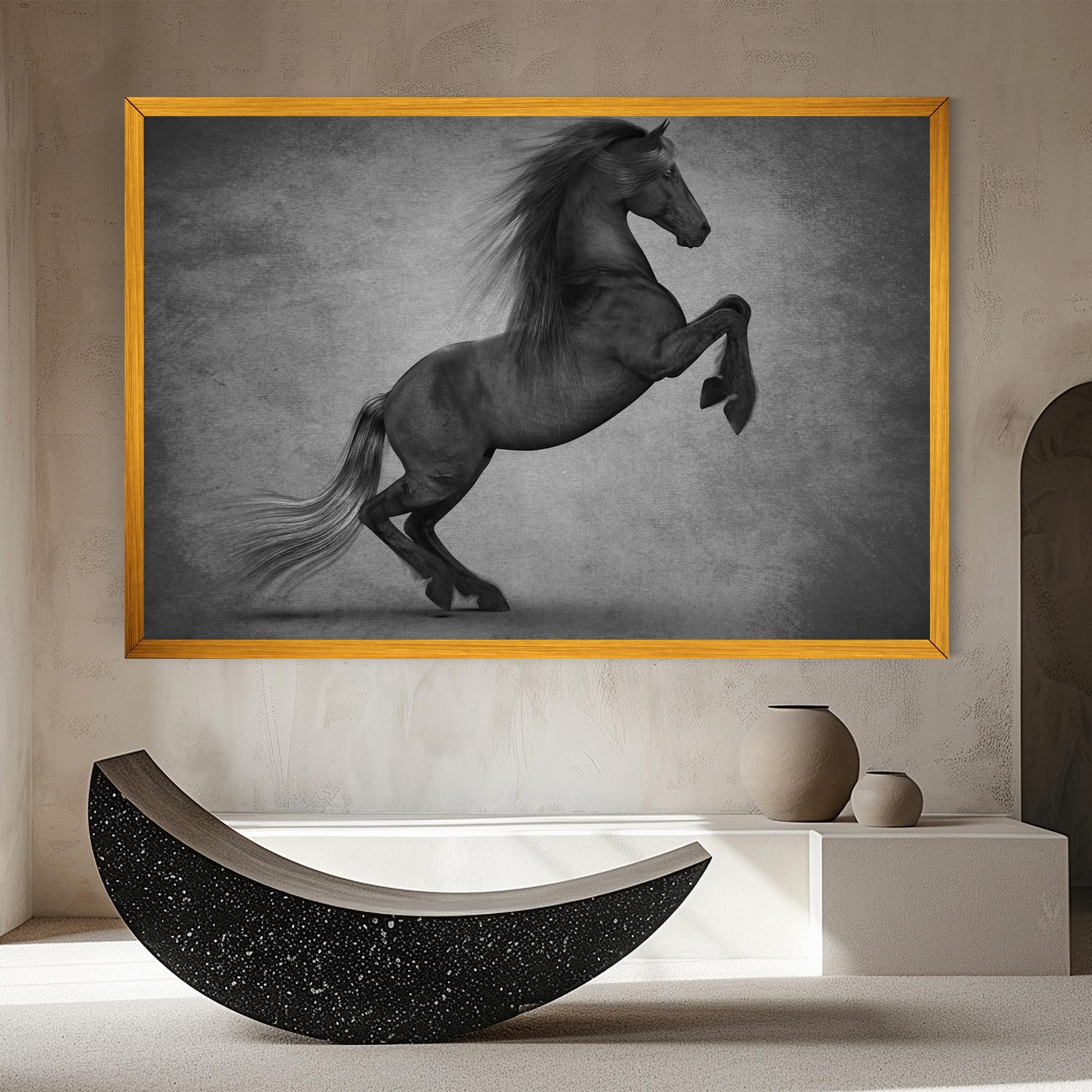 Vászonkép Black Horse Jumping mockup 8