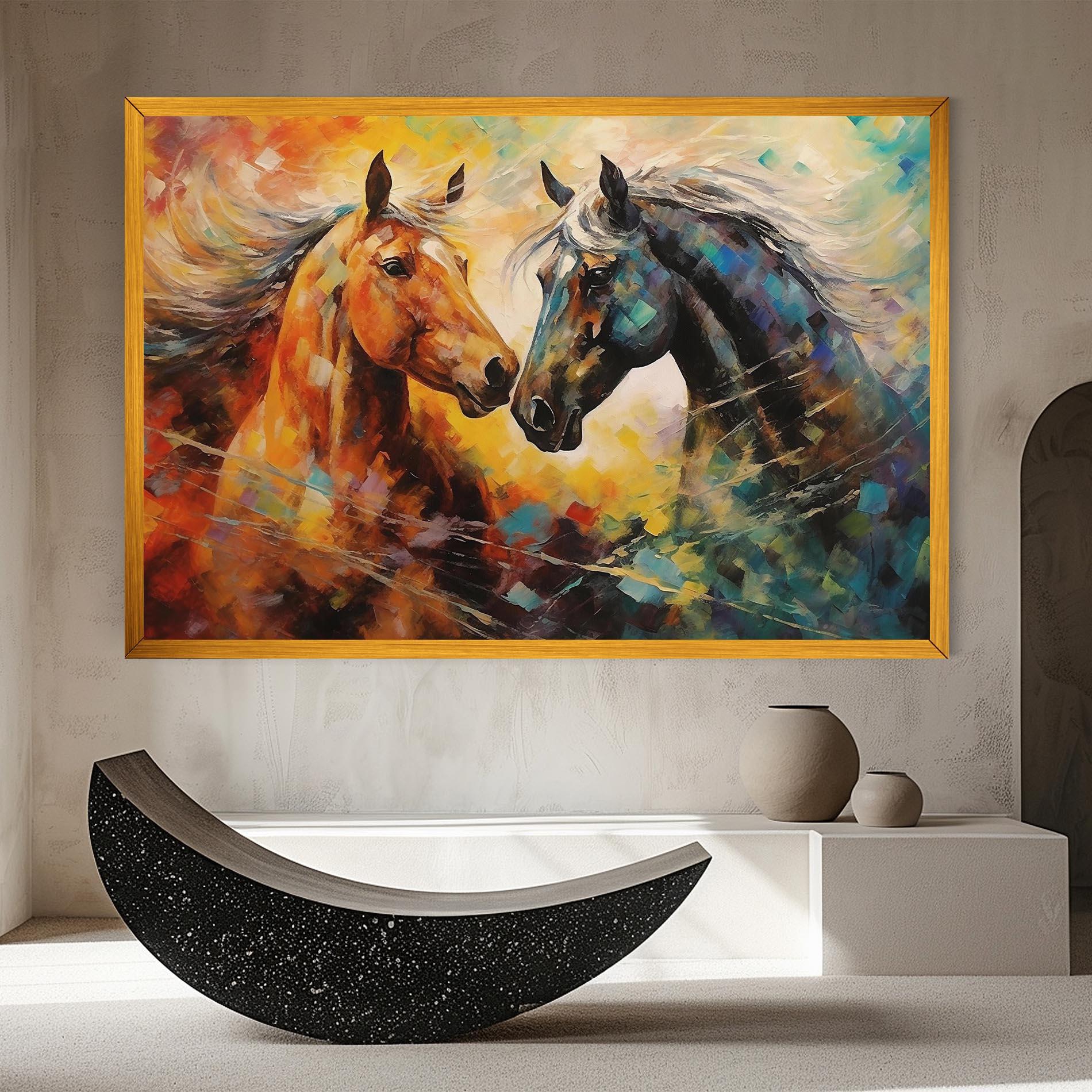 Vászonkép Brown Black Horses mockup 8