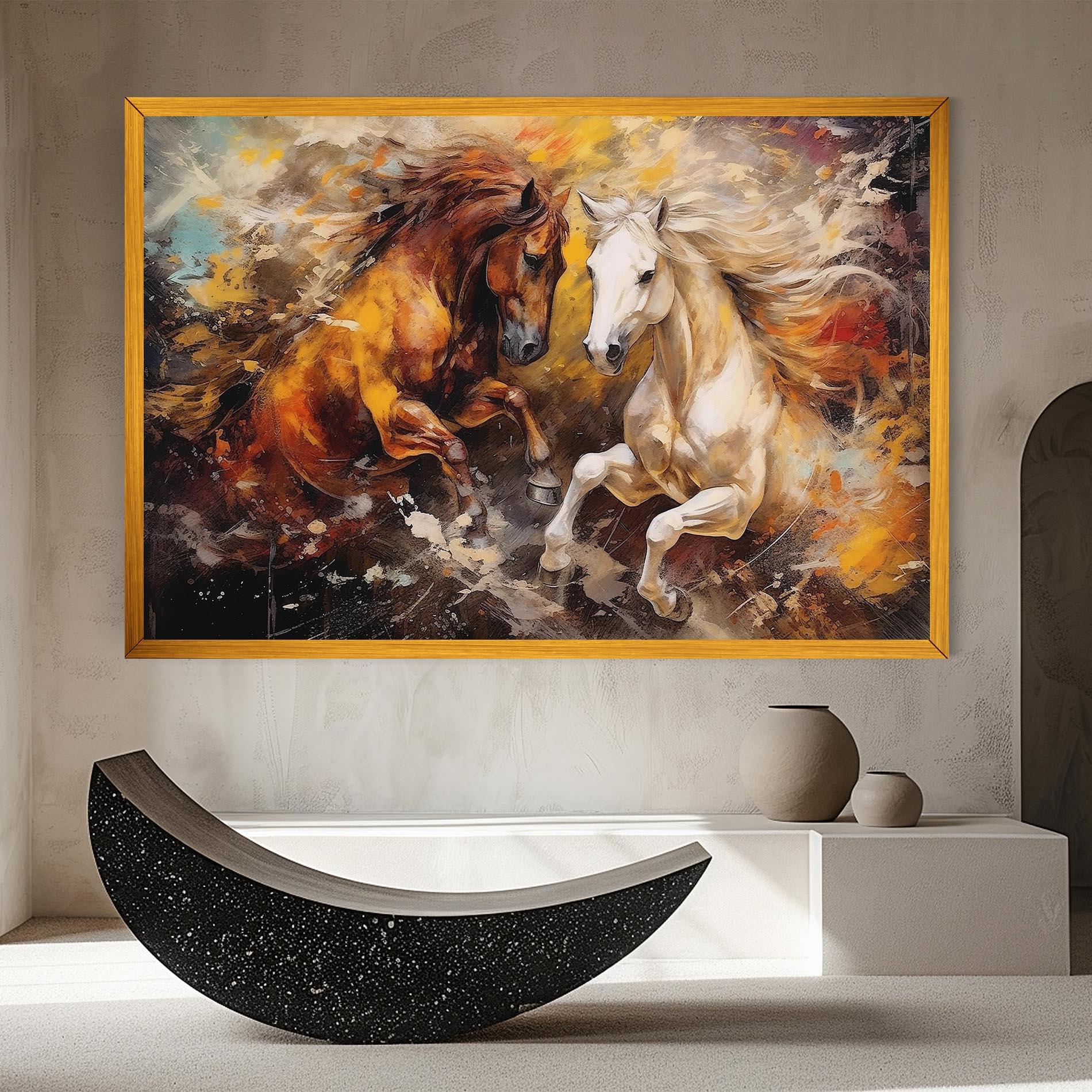 Vászonkép Brown White Horses mockup 8