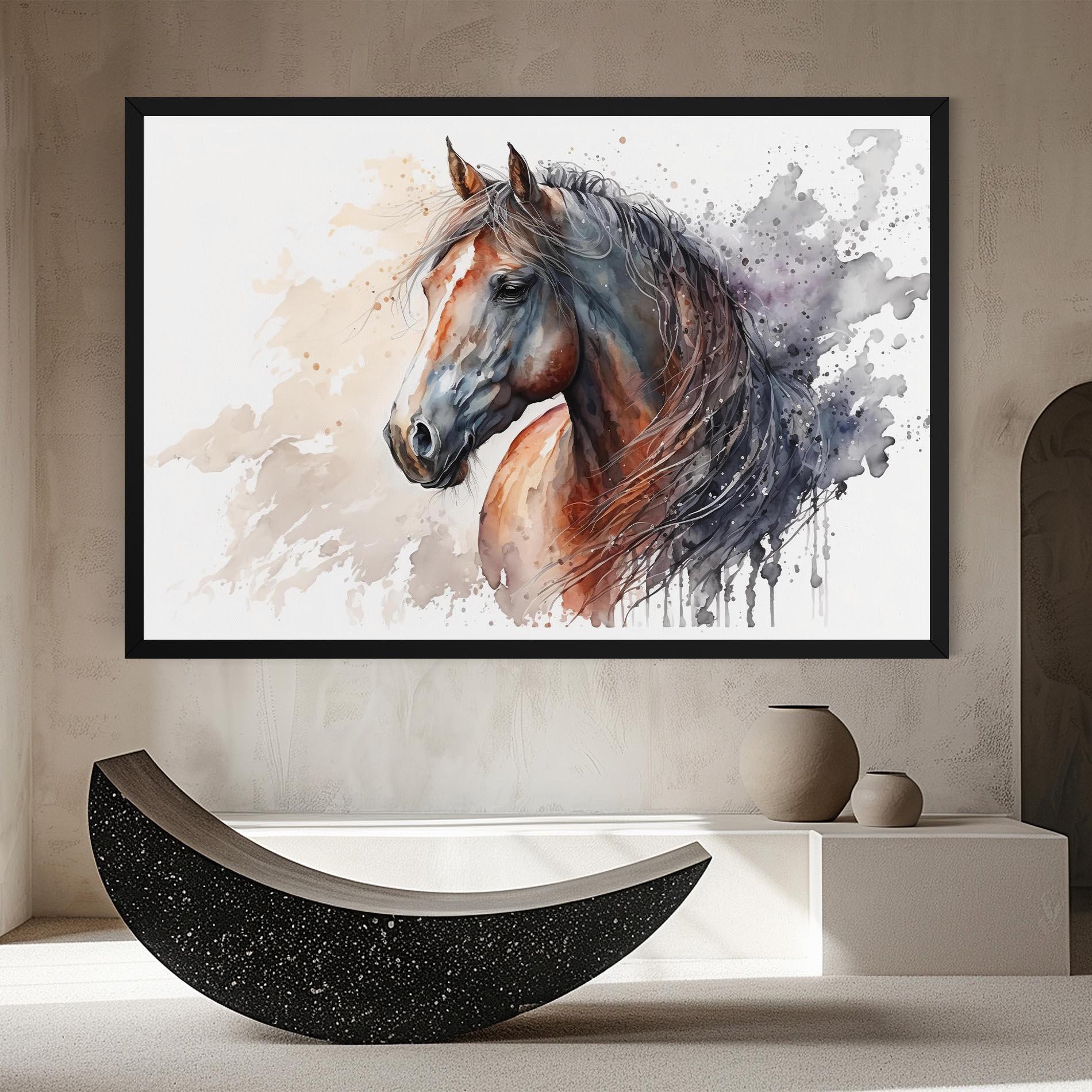 Vászonkép Black Brown Horse Painting mockup 8